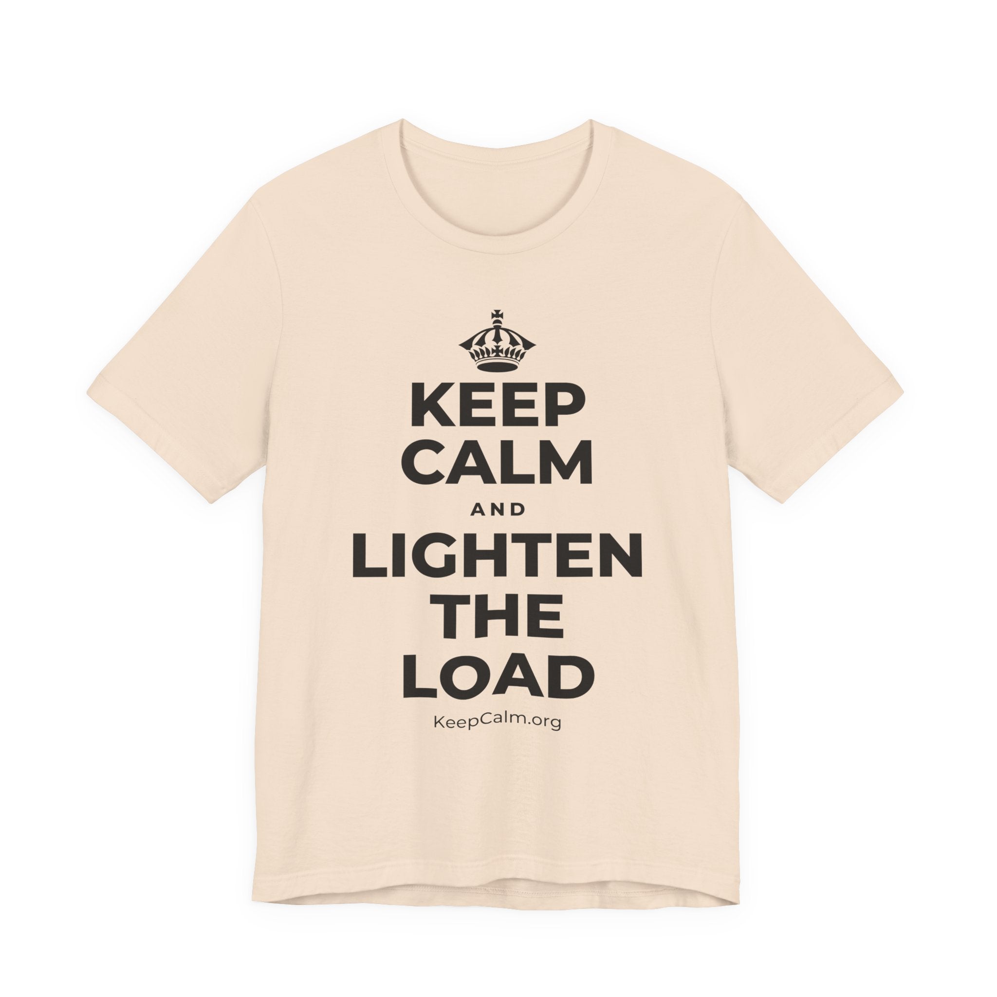 KEEP CALM AND LIGHTEN THE LOAD T-Shirt (Soft Cream–Heather Mauve)