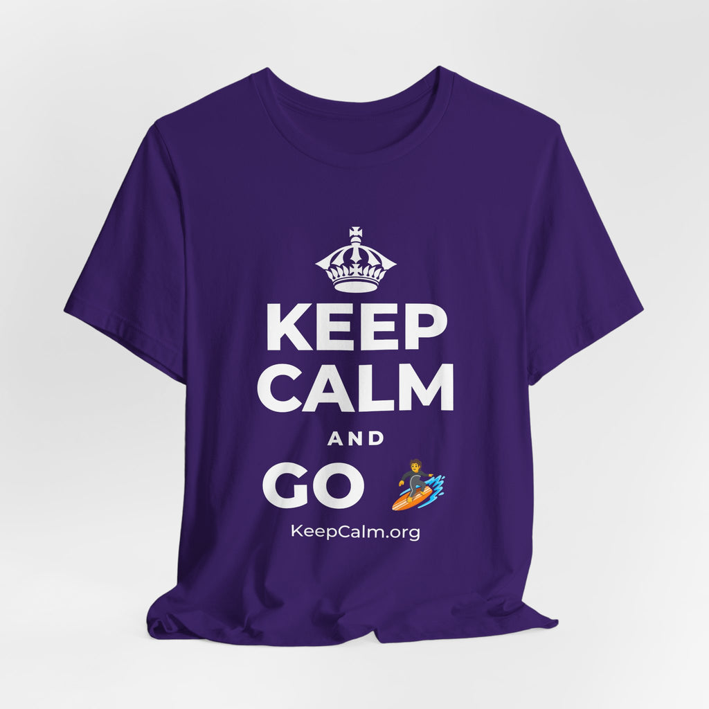 KEEP CALM AND GO 🏄 T-Shirt (Soft Cream–Heather Mauve)