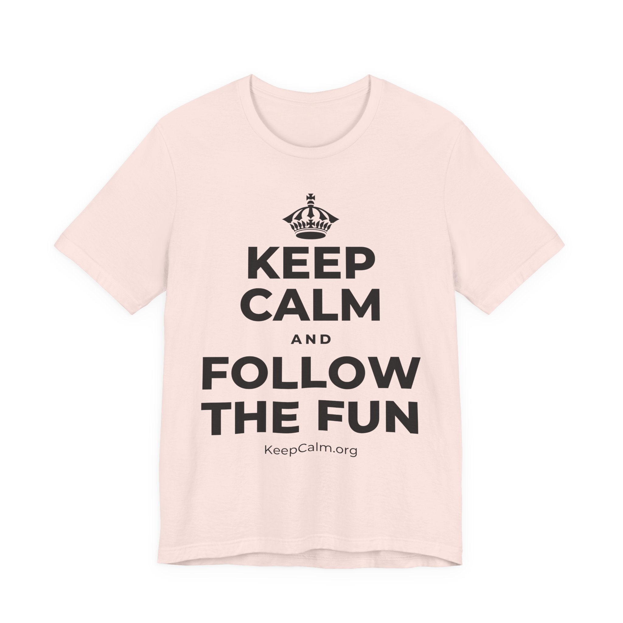 KEEP CALM AND FOLLOW THE FUN T-Shirt (Soft Cream–Heather Mauve)