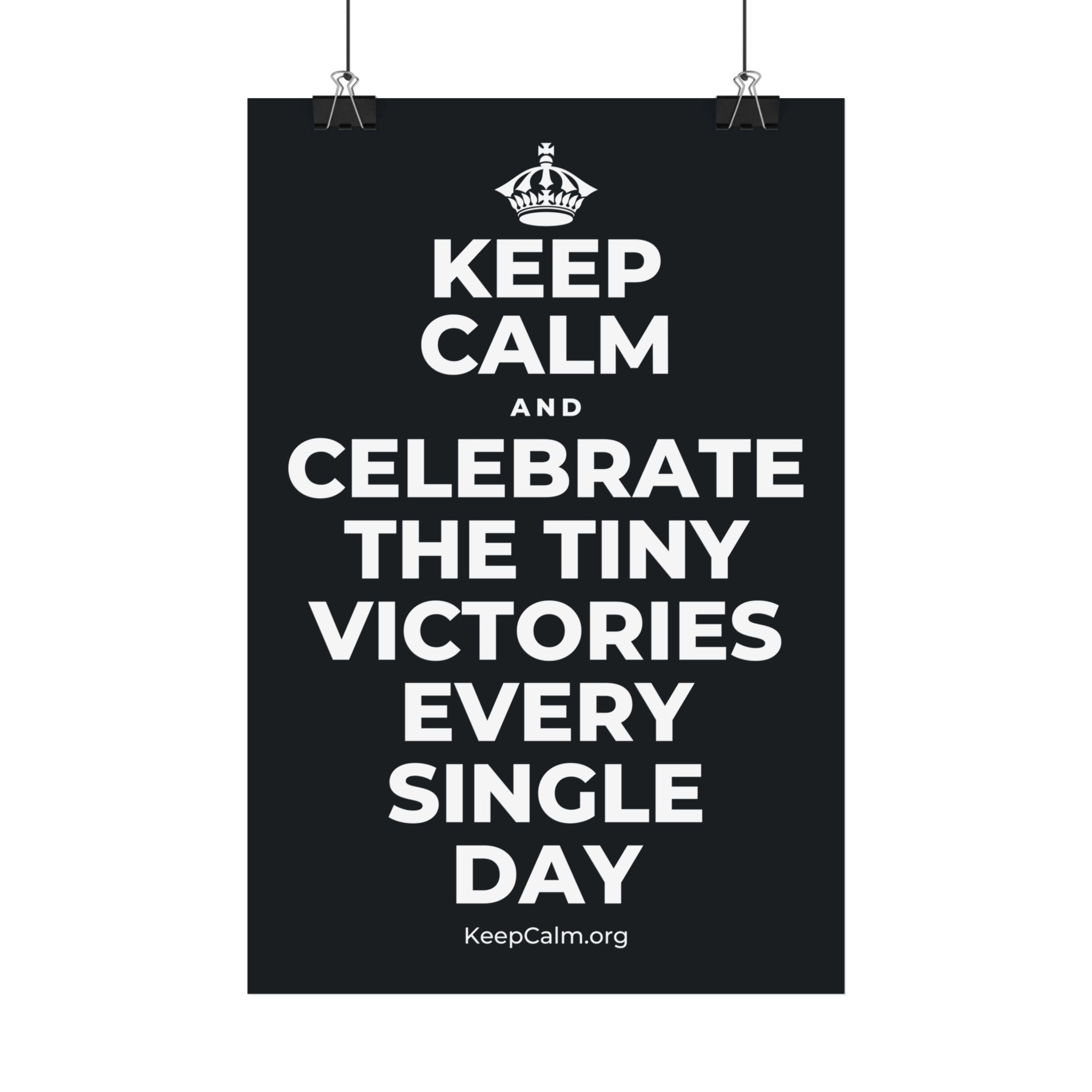 KEEP CALM AND CELEBRATE THE TINY VICTORIES EVERY SINGLE DAY Satin Poster (Dark)