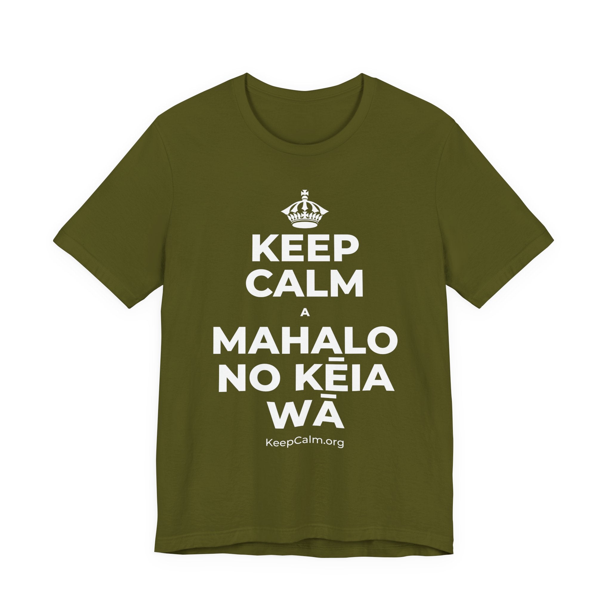 KEEP CALM A MAHALO NO KĒIA WĀ T-Shirt (Baby Blue–Silver)