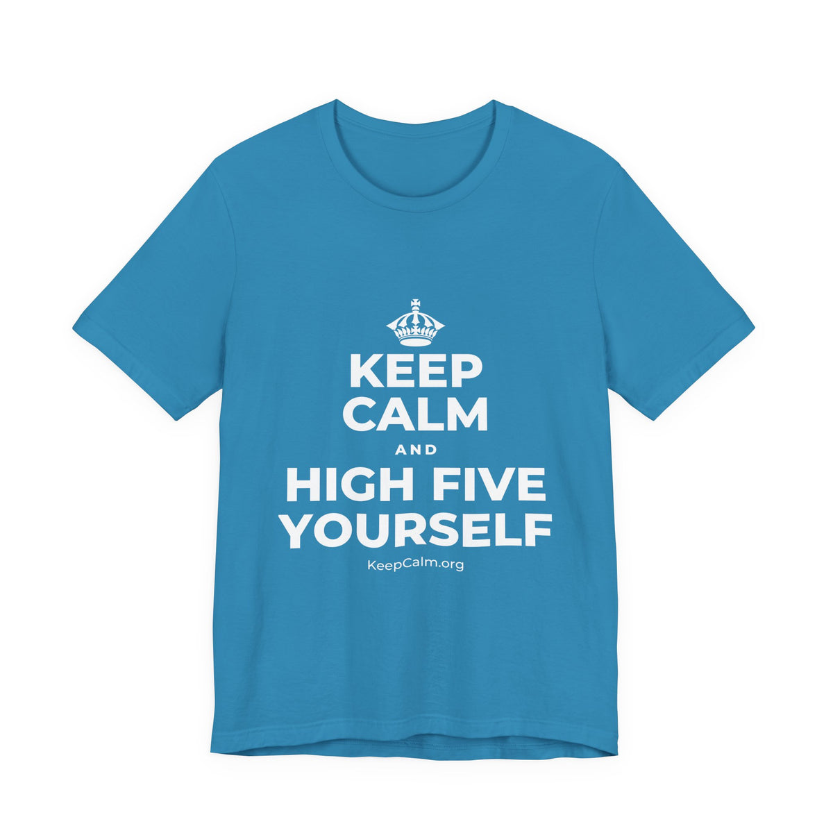KEEP CALM AND HIGH FIVE YOURSELF T-Shirt (White–Asphalt)