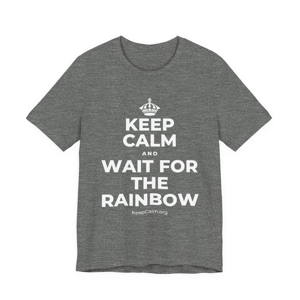 KEEP CALM AND WAIT FOR THE RAINBOW T-Shirt (Baby Blue–Silver)