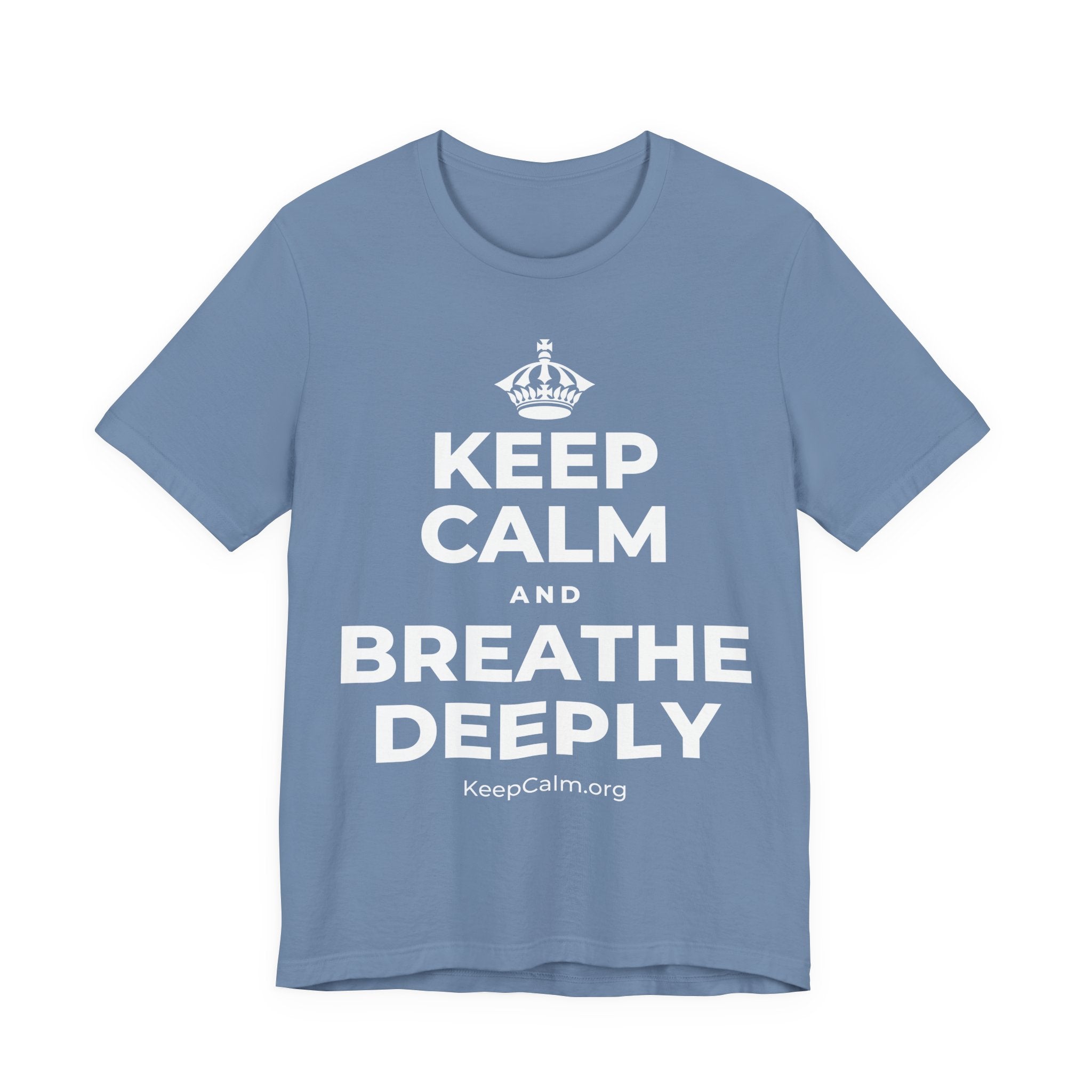 KEEP CALM AND BREATHE DEEPLY T-Shirt (Soft Cream–Heather Mauve)