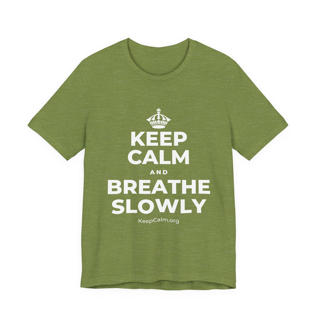 KEEP CALM AND BREATHE SLOWLY T-Shirt (Baby Blue–Silver)