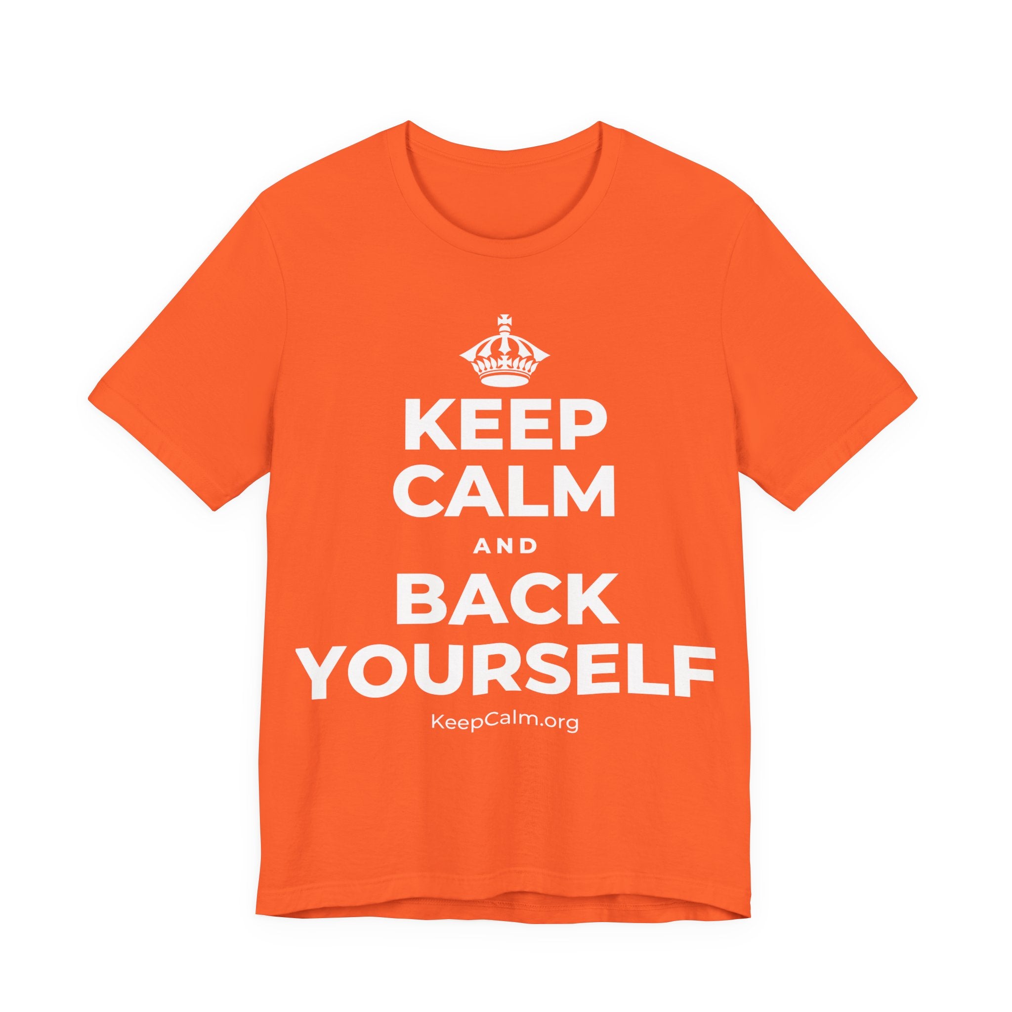 KEEP CALM AND BACK YOURSELF T-Shirt (Baby Blue–Silver)