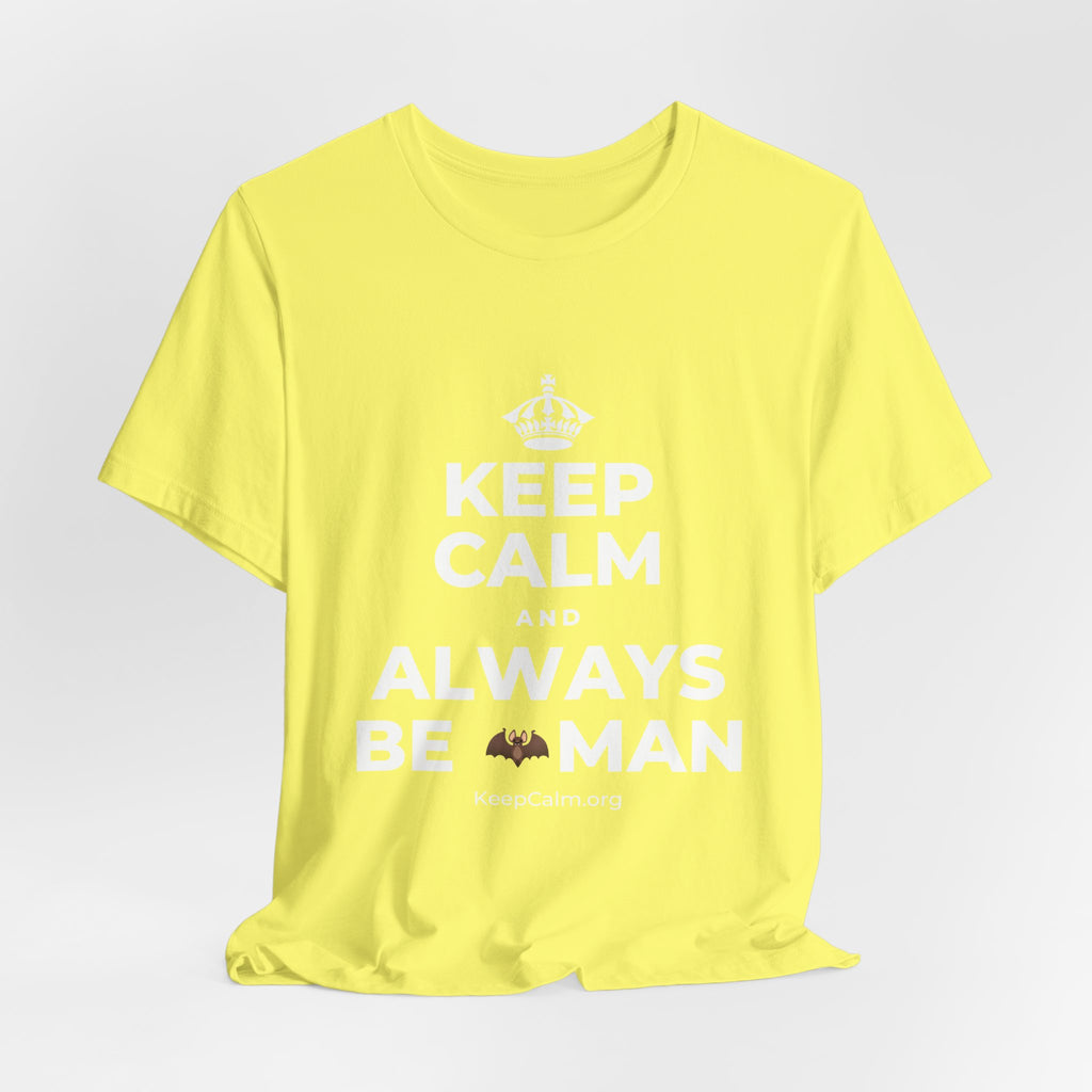 KEEP CALM AND ALWAYS BE 🦇MAN T-Shirt (Soft Cream–Heather Mauve)