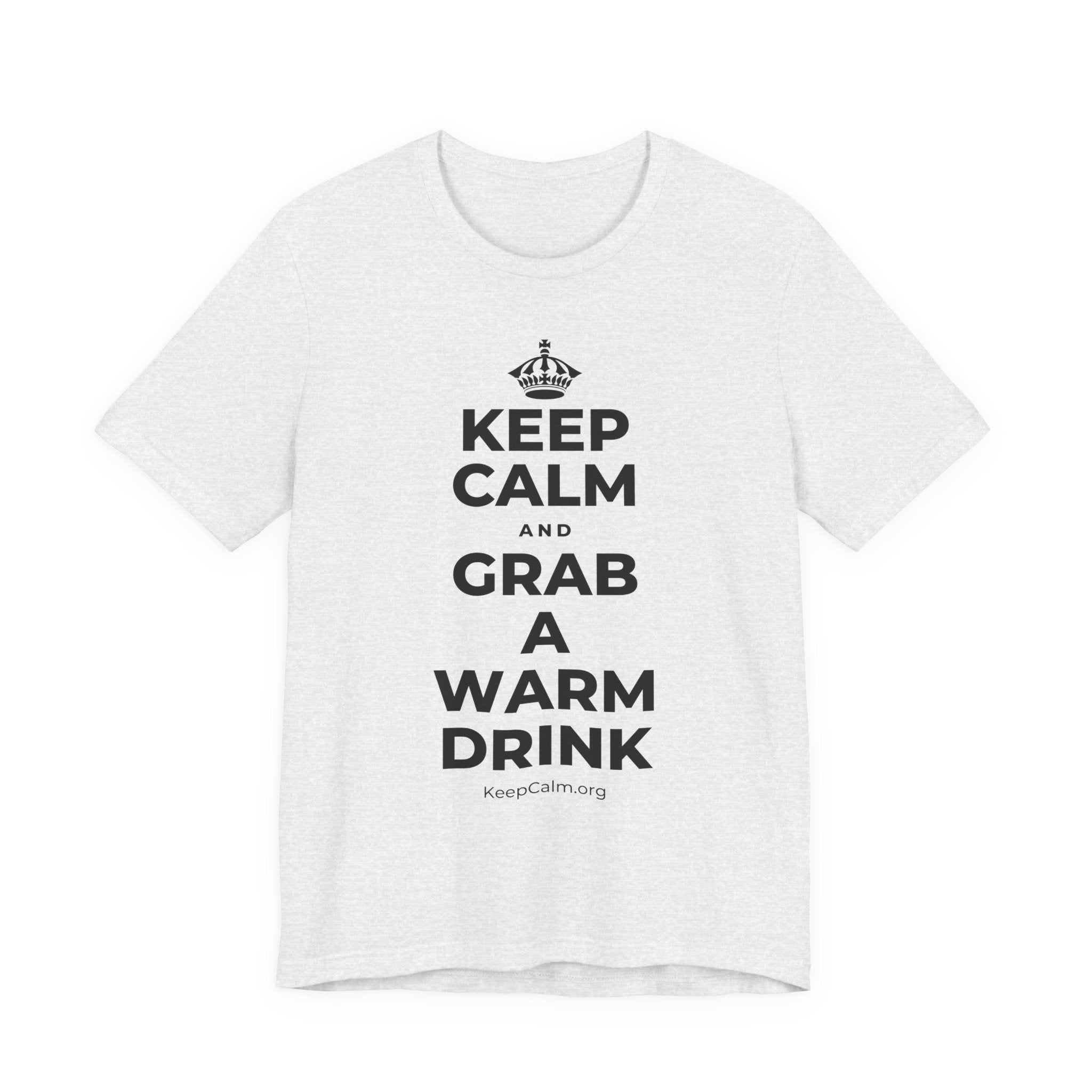 KEEP CALM AND GRAB A WARM DRINK T-Shirt (Soft Cream–Heather Mauve)