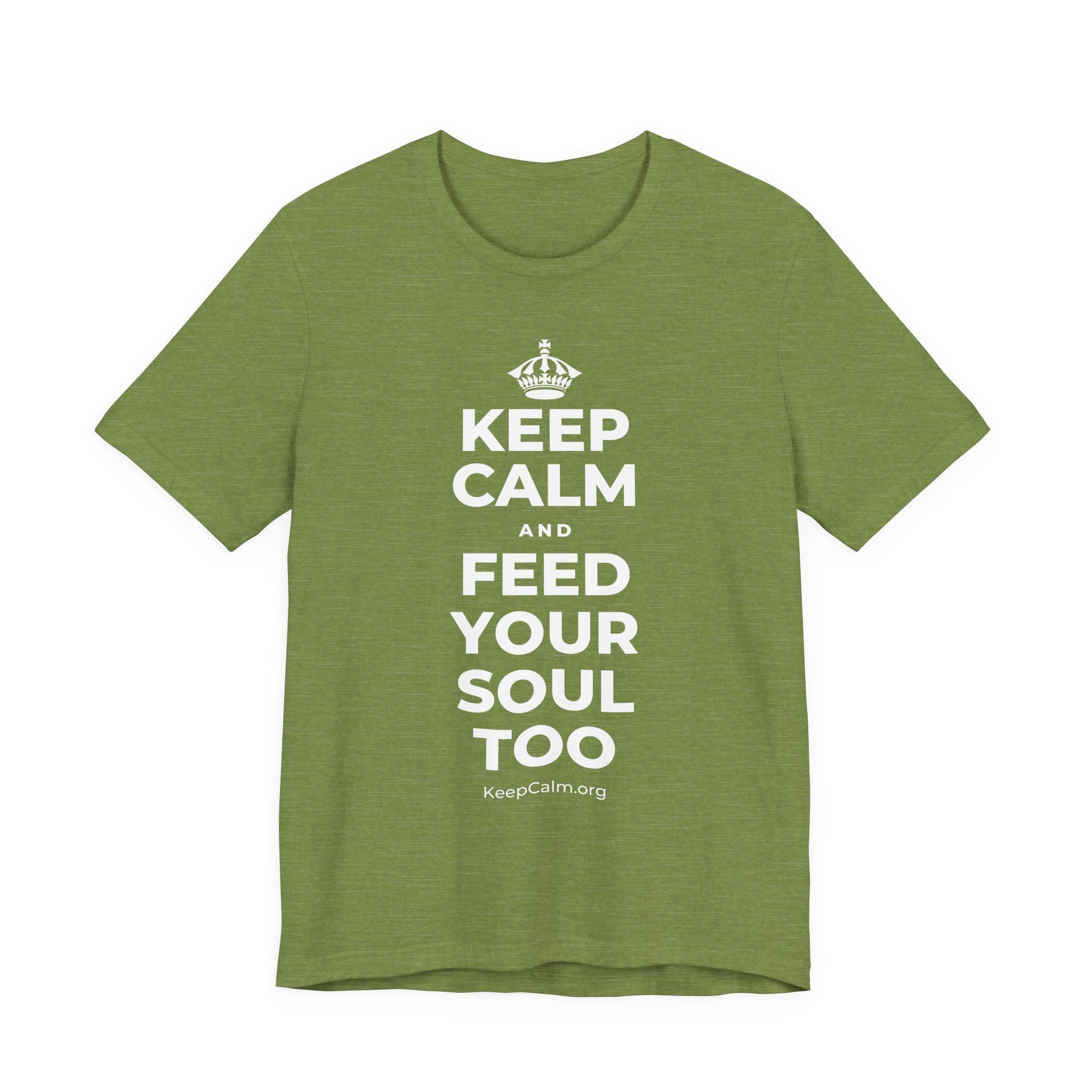 KEEP CALM AND FEED YOUR SOUL TOO T-Shirt (Baby Blue–Silver)