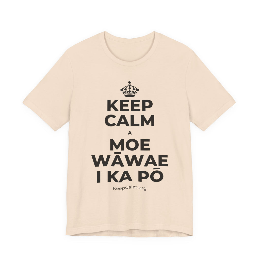 KEEP CALM A MOE WĀWAE I KA PŌ T-Shirt (Soft Cream–Heather Mauve)