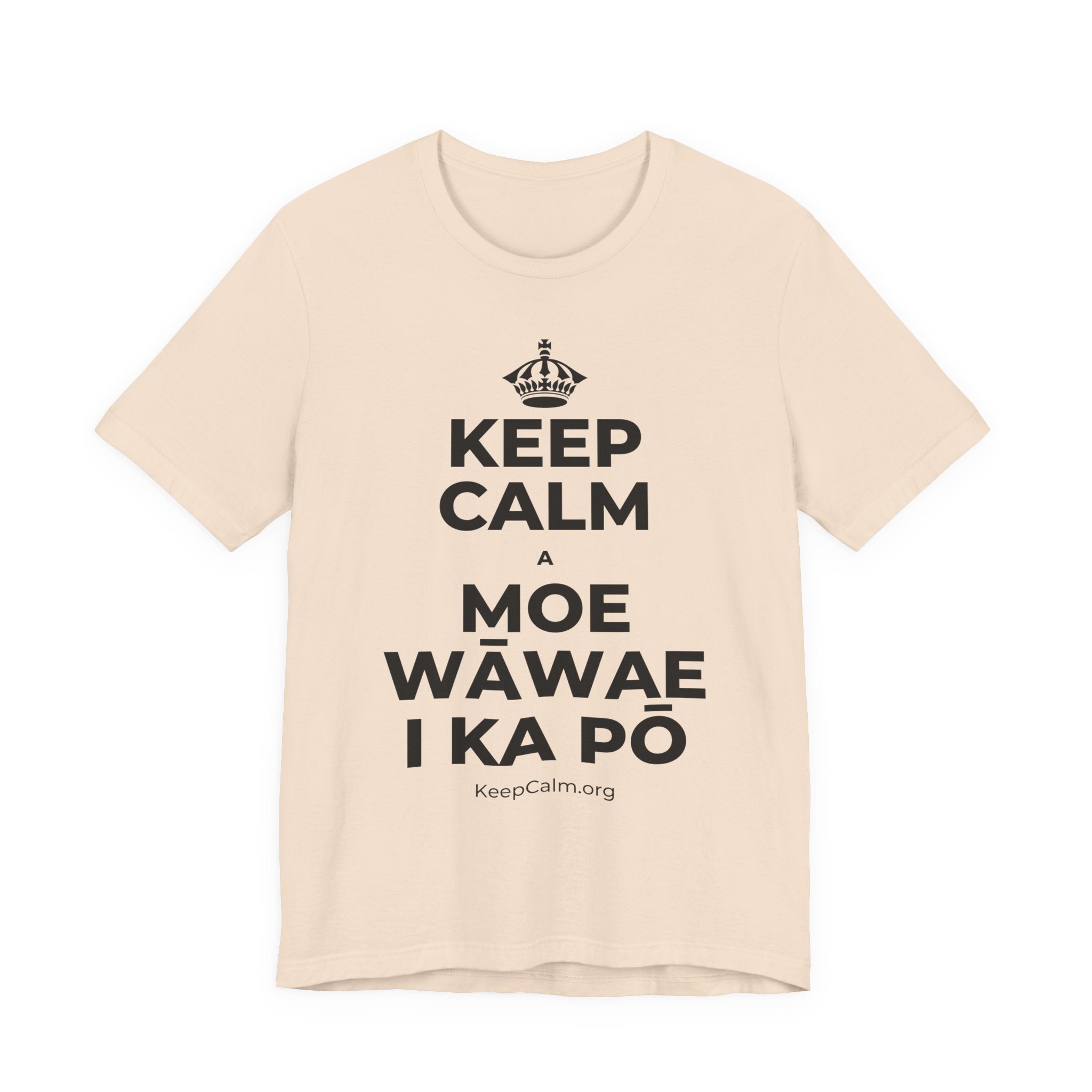 KEEP CALM A MOE WĀWAE I KA PŌ T-Shirt (Soft Cream–Heather Mauve)