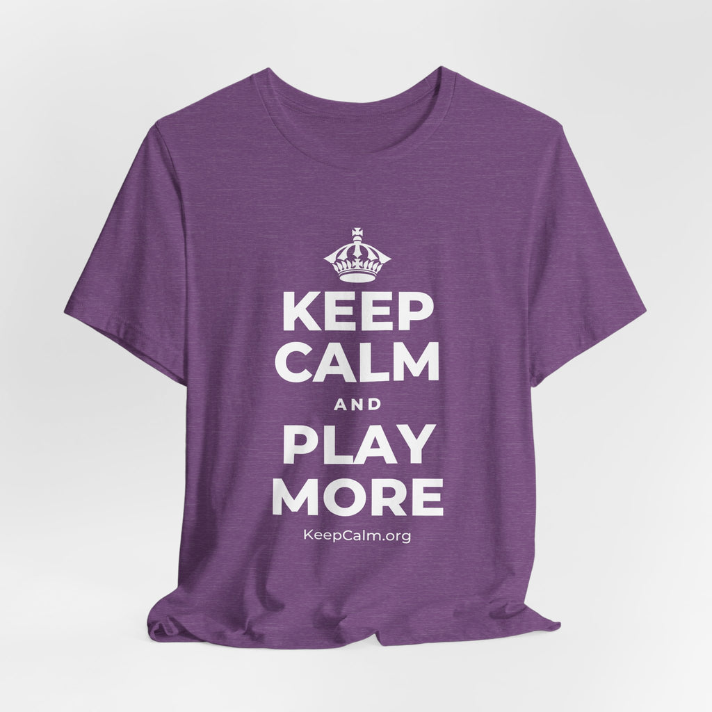 KEEP CALM AND PLAY MORE T-Shirt (Baby Blue–Silver)