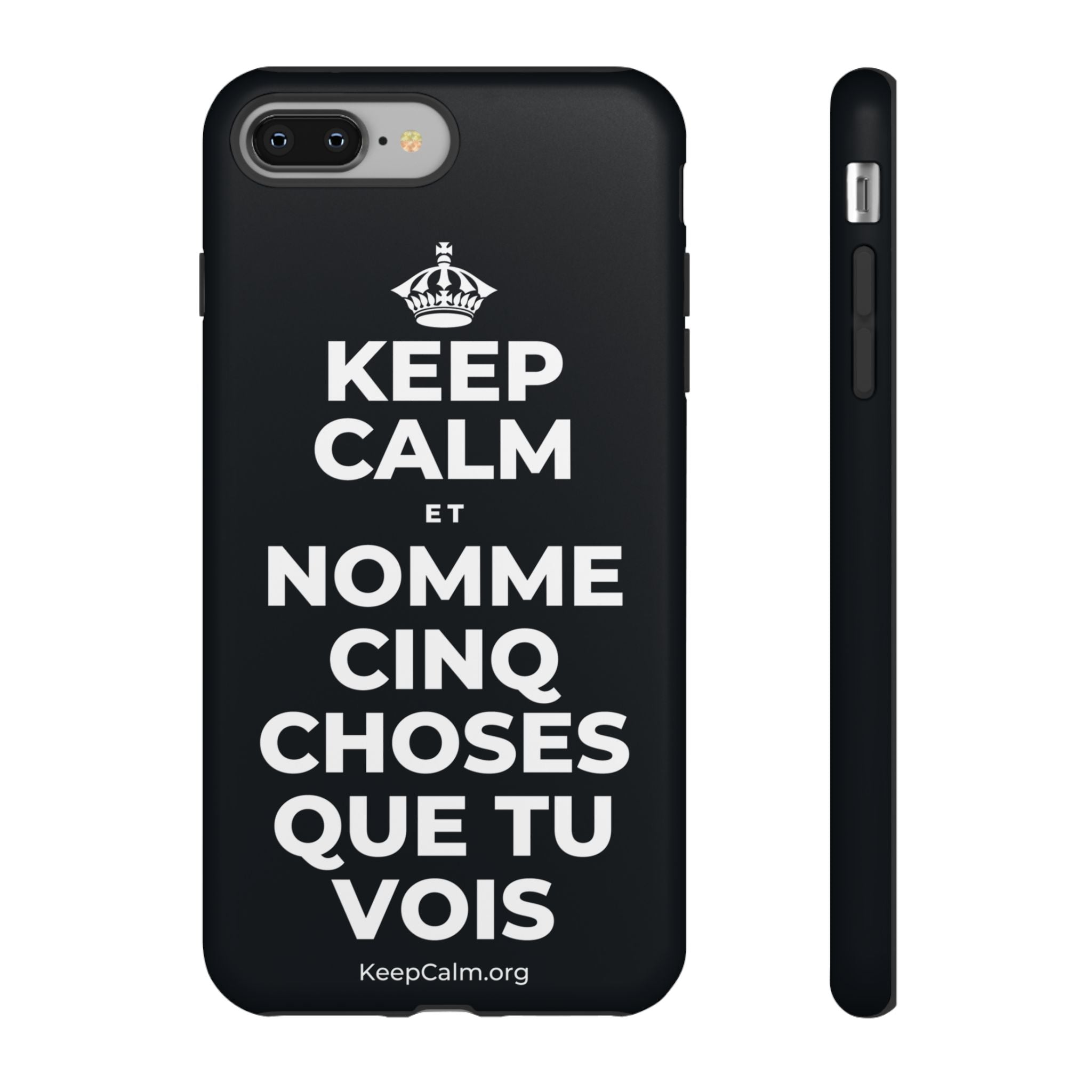 KEEP CALM ET NOMME CINQ CHOSES QUE TU VOIS Phone Case (Dark)
