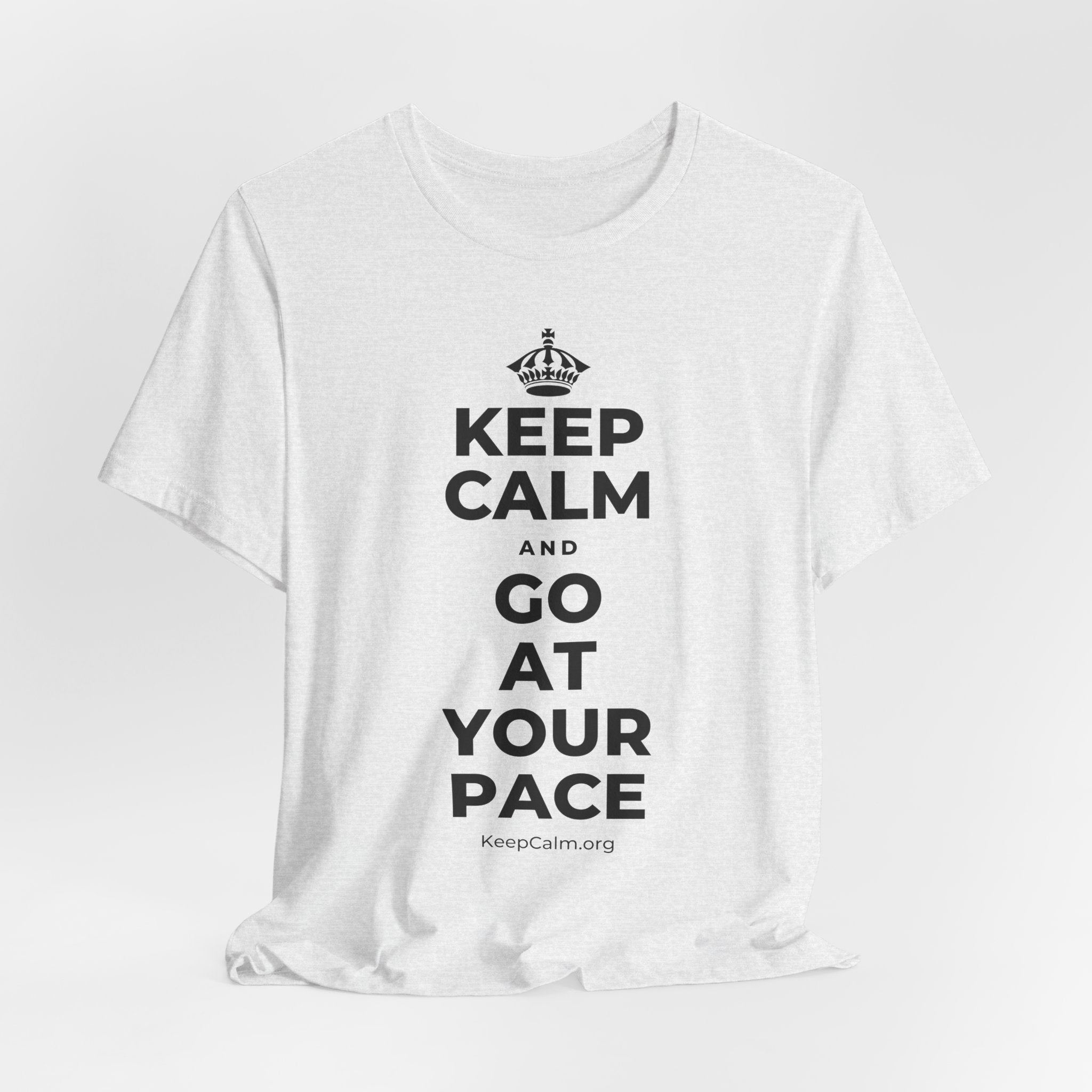 KEEP CALM AND GO AT YOUR PACE T-Shirt (Soft Cream–Heather Mauve)
