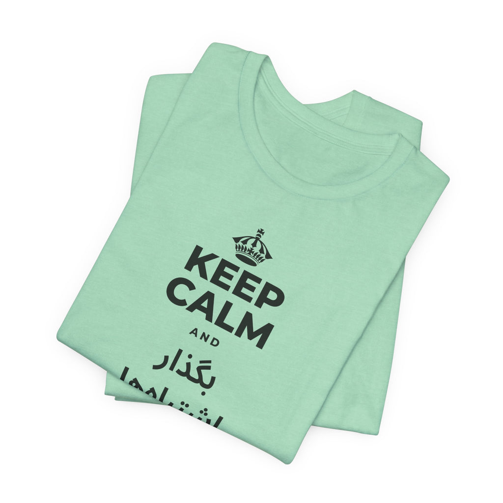 KEEP CALM AND بگذار اشتباه‌ها به تو درس بدهند T-Shirt (Baby Blue–Silver)