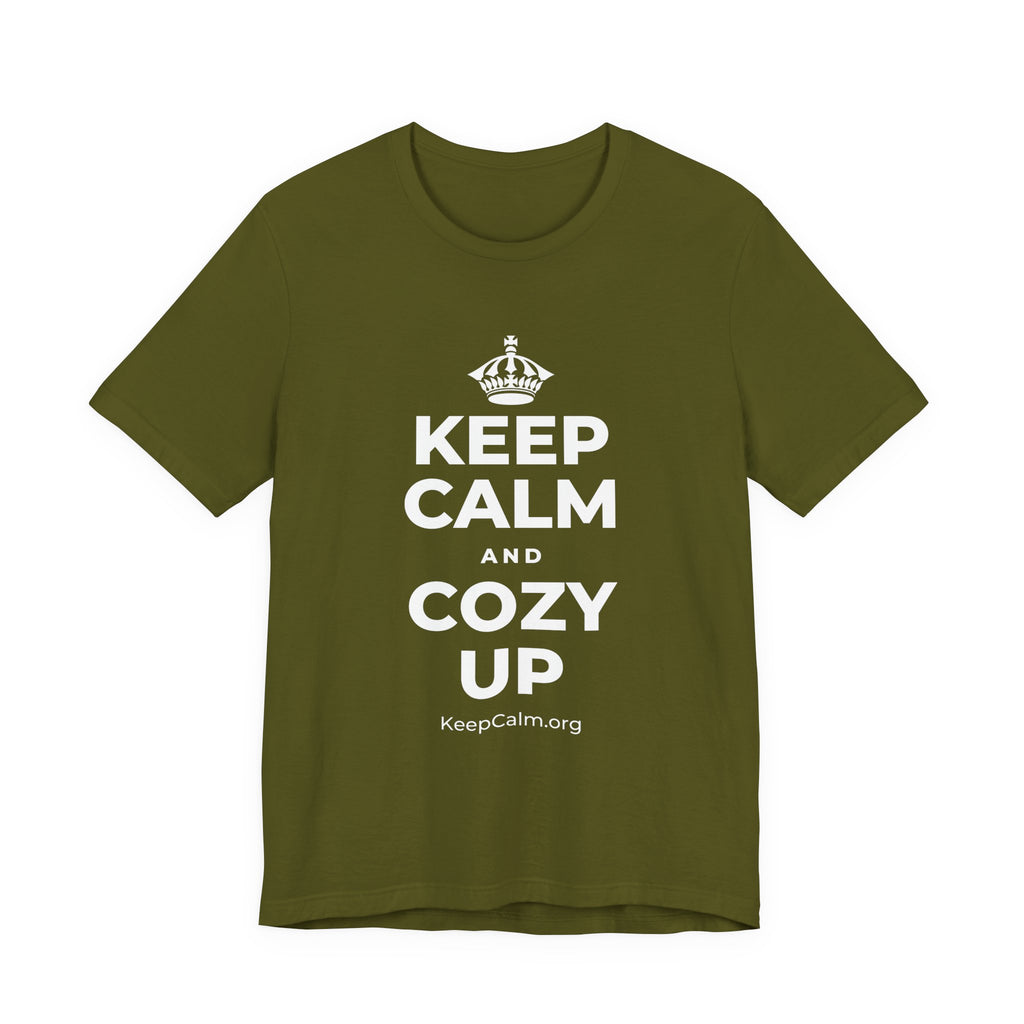 KEEP CALM AND COZY UP T-Shirt (Baby Blue–Silver)