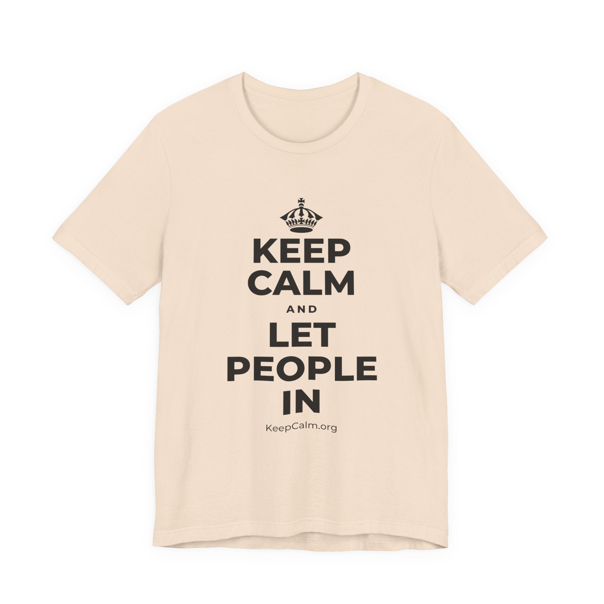 KEEP CALM AND LET PEOPLE IN T-Shirt (Soft Cream–Heather Mauve)