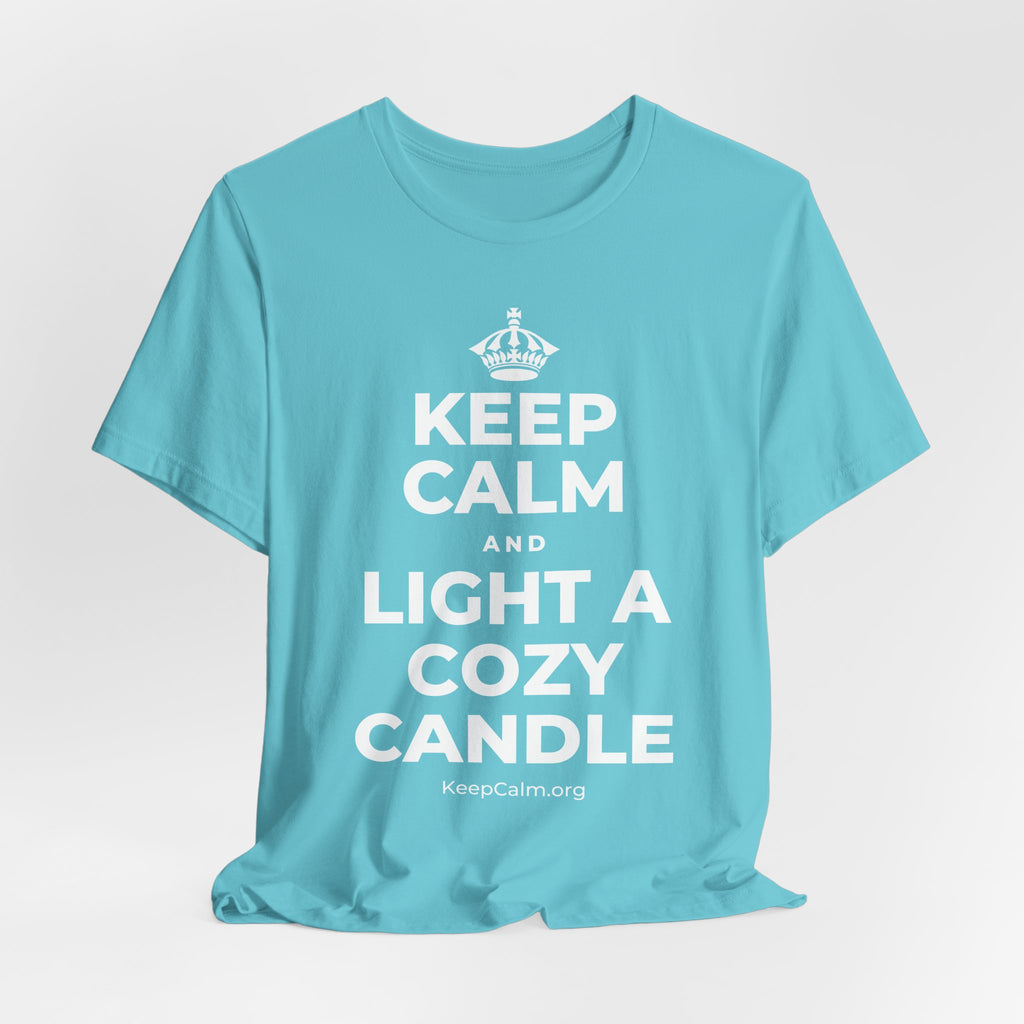 KEEP CALM AND LIGHT A COZY CANDLE T-Shirt (Soft Cream–Heather Mauve)