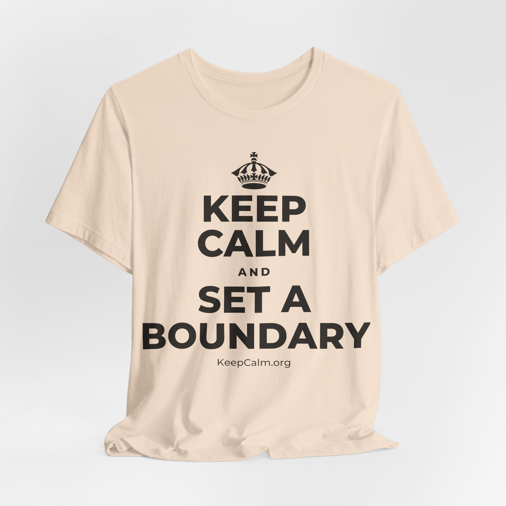 KEEP CALM AND SET A BOUNDARY T-Shirt (Soft Cream–Heather Mauve)