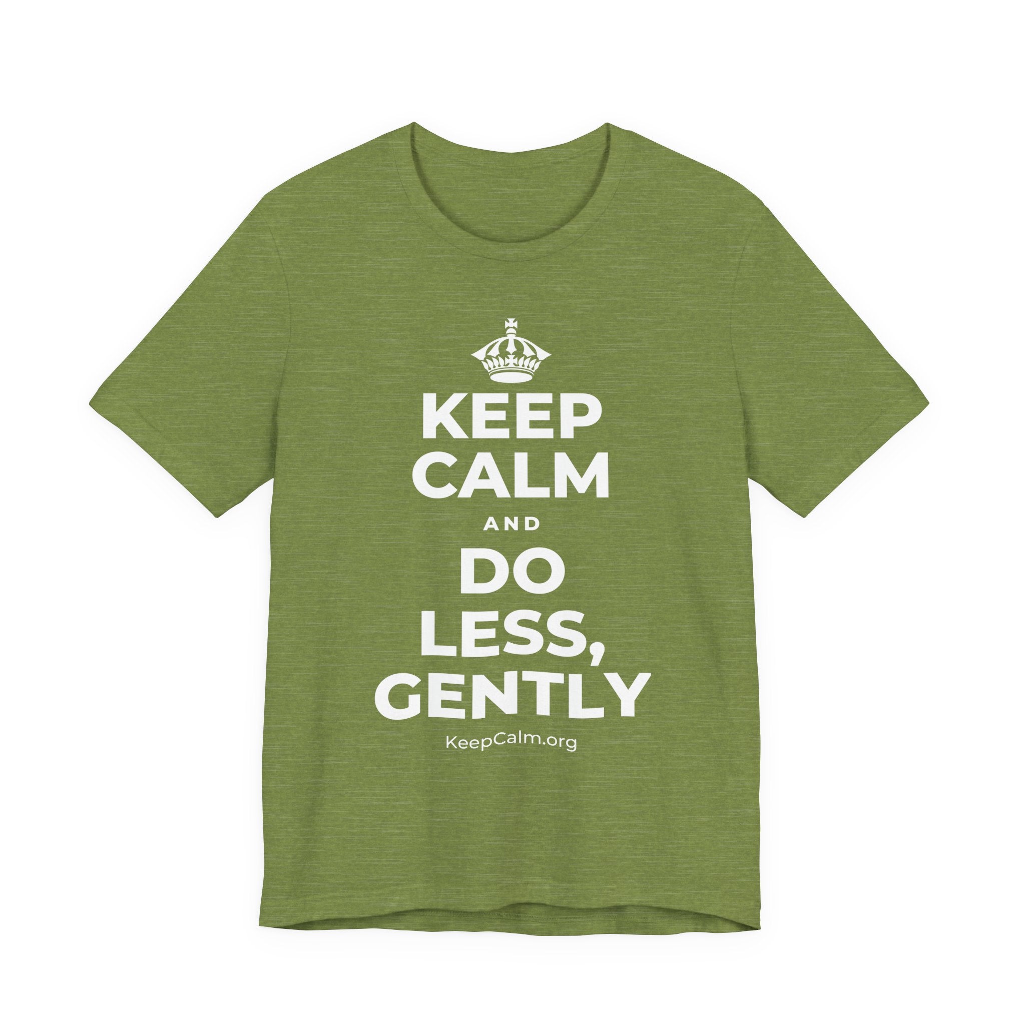KEEP CALM AND DO LESS, GENTLY T-Shirt (Baby Blue–Silver)