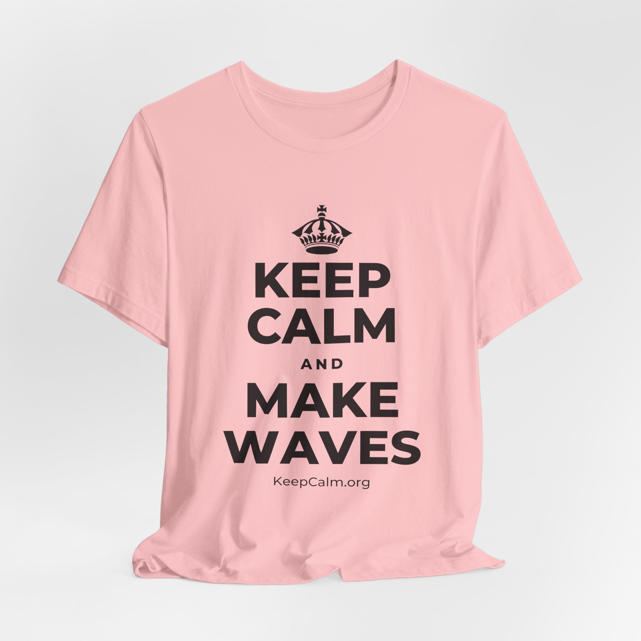 KEEP CALM AND MAKE WAVES T-Shirt (White–Asphalt)