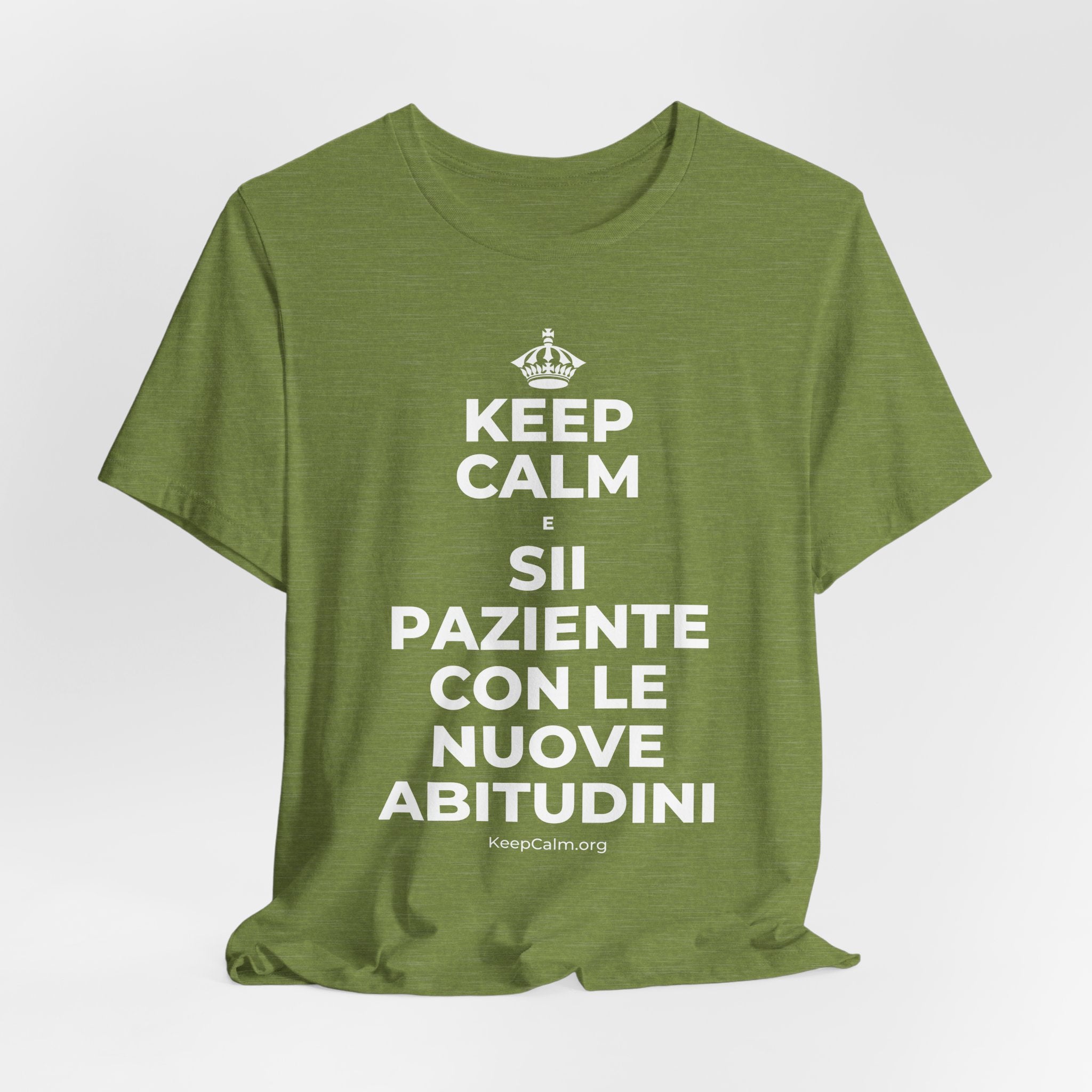 KEEP CALM E SII PAZIENTE CON LE NUOVE ABITUDINI T-Shirt (Baby Blue–Silver)