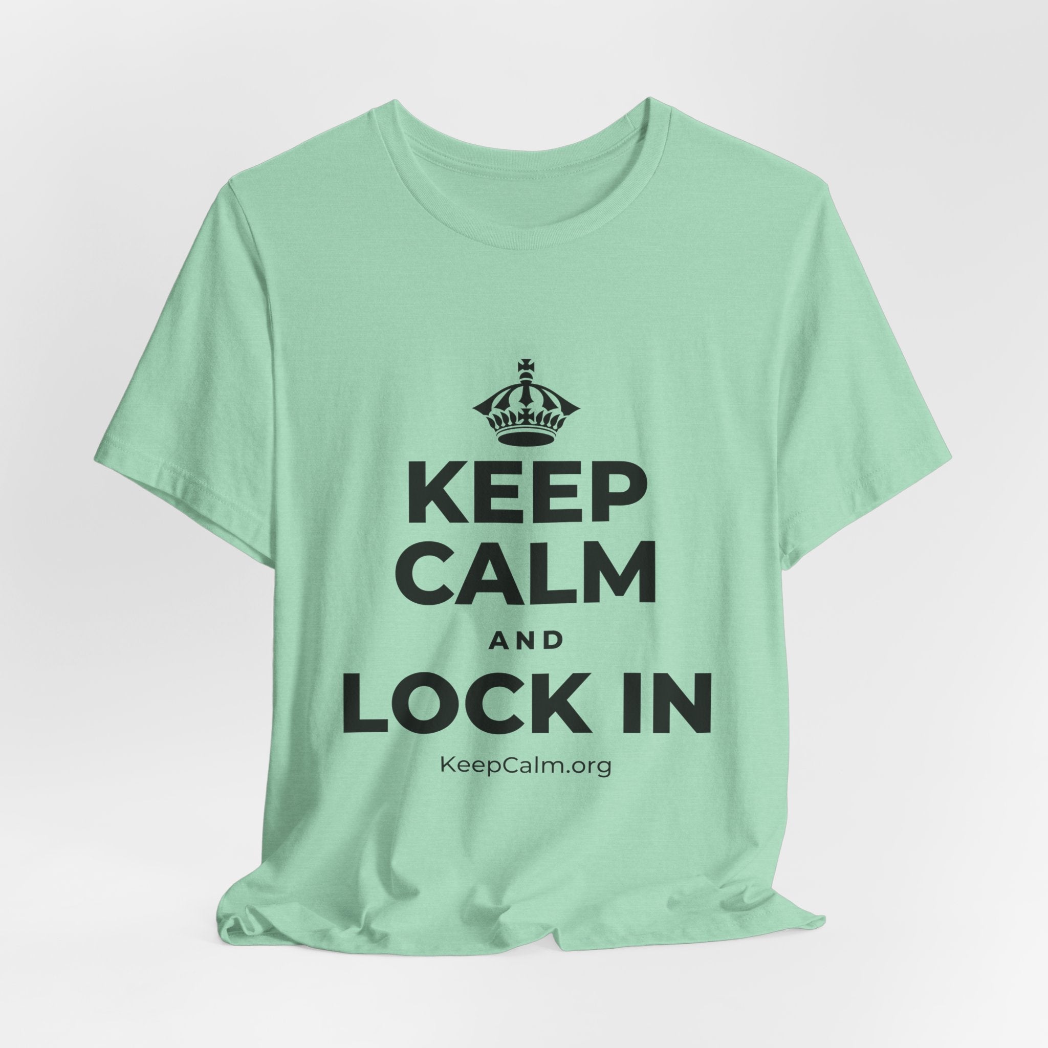KEEP CALM AND LOCK IN T-Shirt (Baby Blue–Silver)