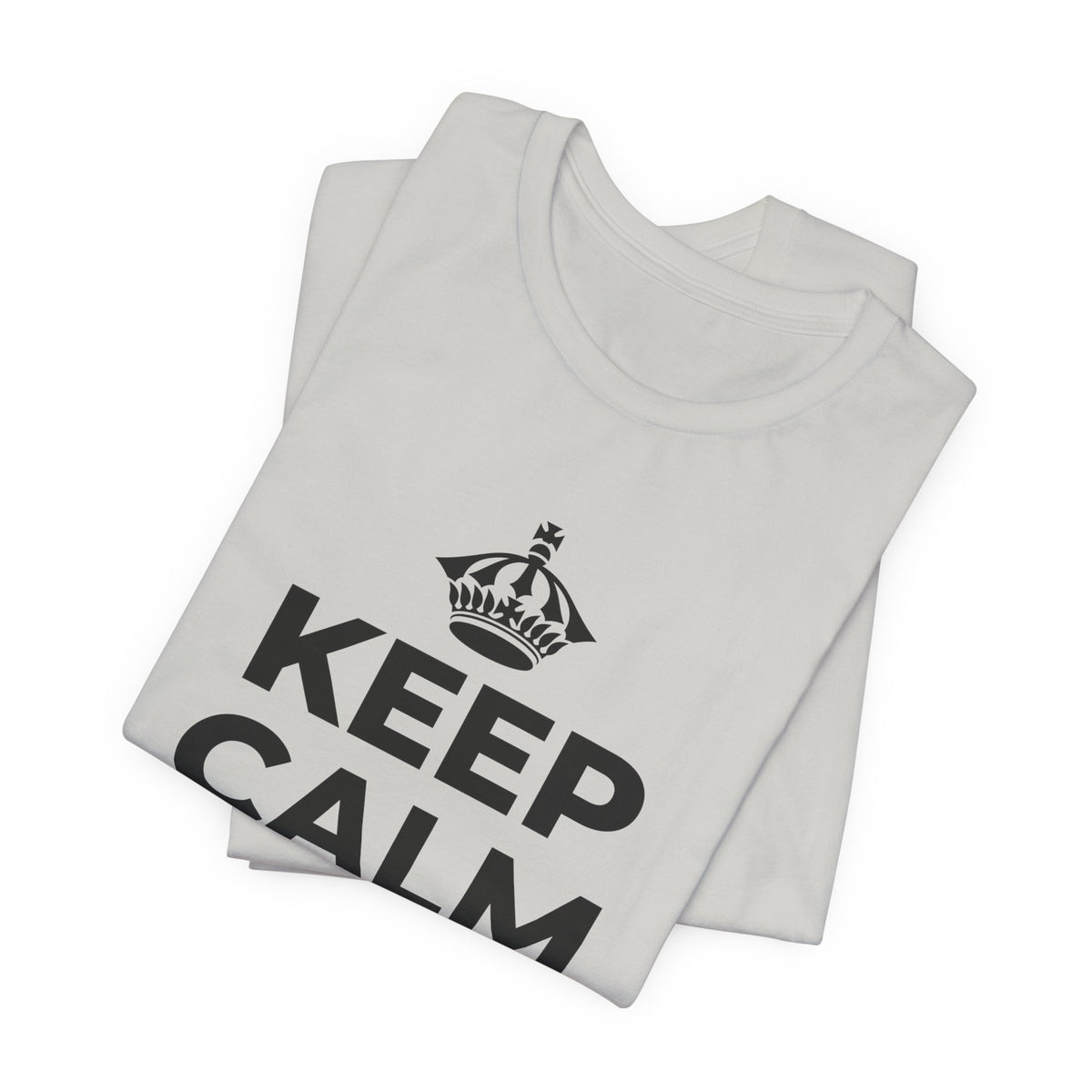 KEEP CALM AND BEE HAPPY T-Shirt (Baby Blue–Silver)