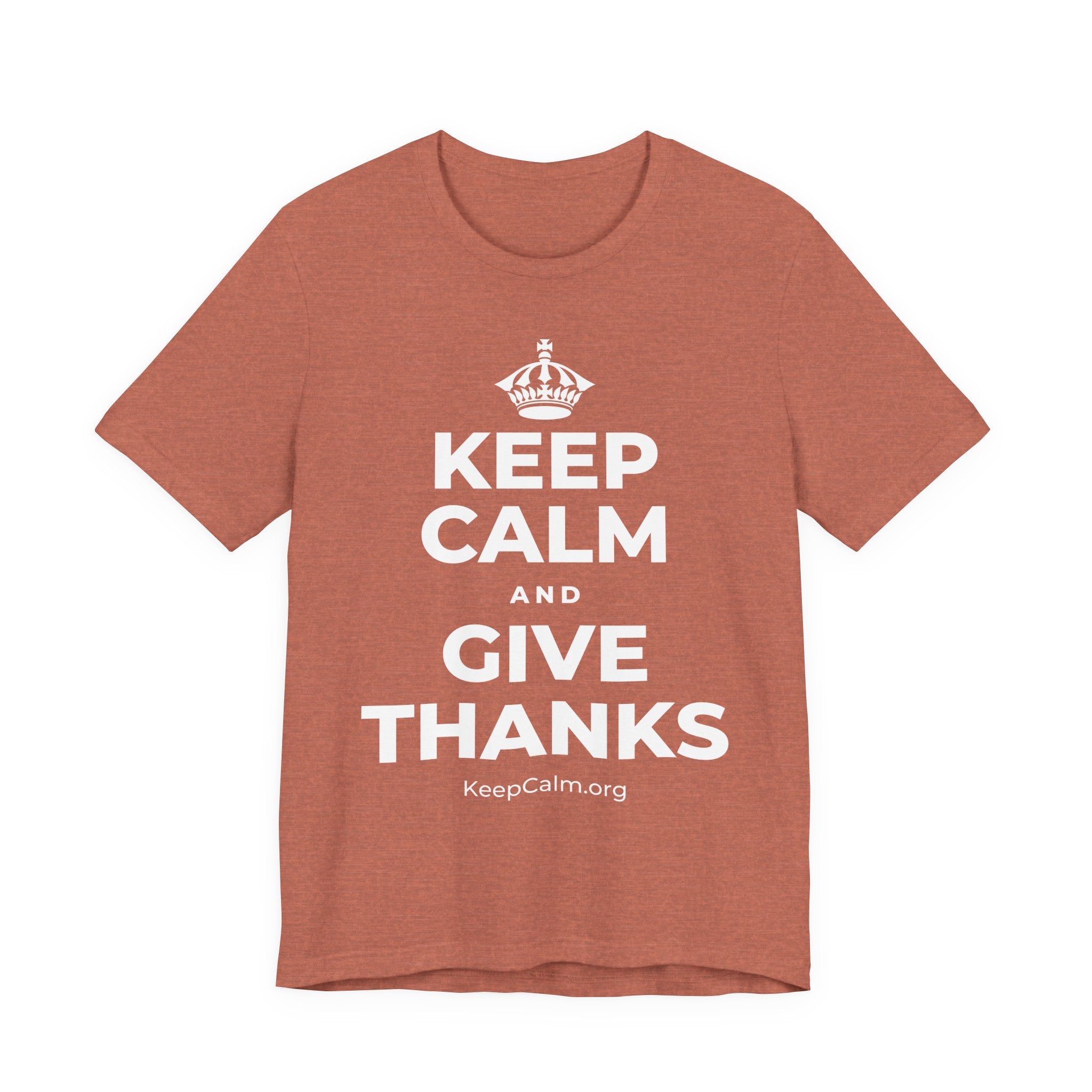 KEEP CALM AND GIVE THANKS T-Shirt (Soft Cream–Heather Mauve)