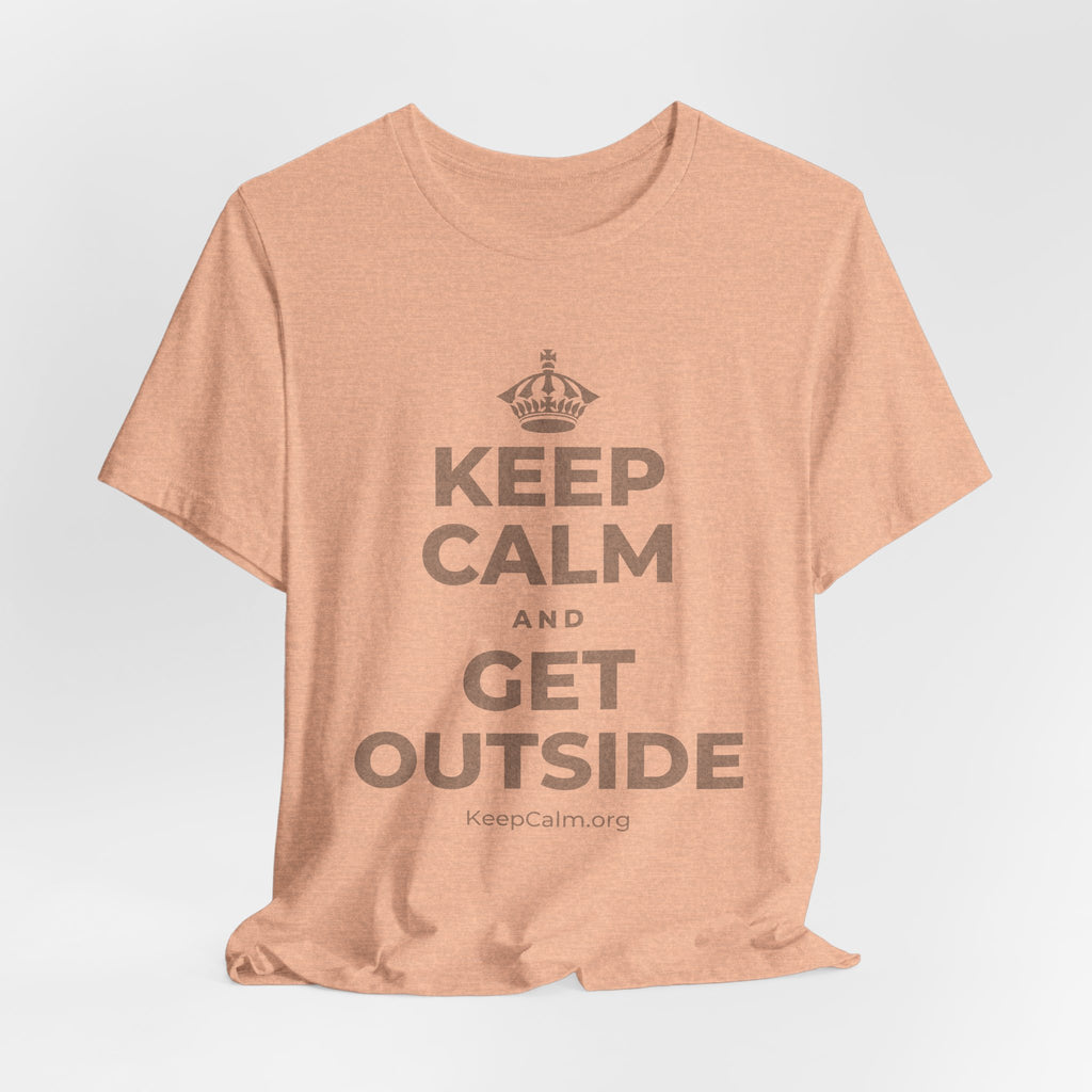 KEEP CALM AND GET OUTSIDE T-Shirt (Soft Cream–Heather Mauve)