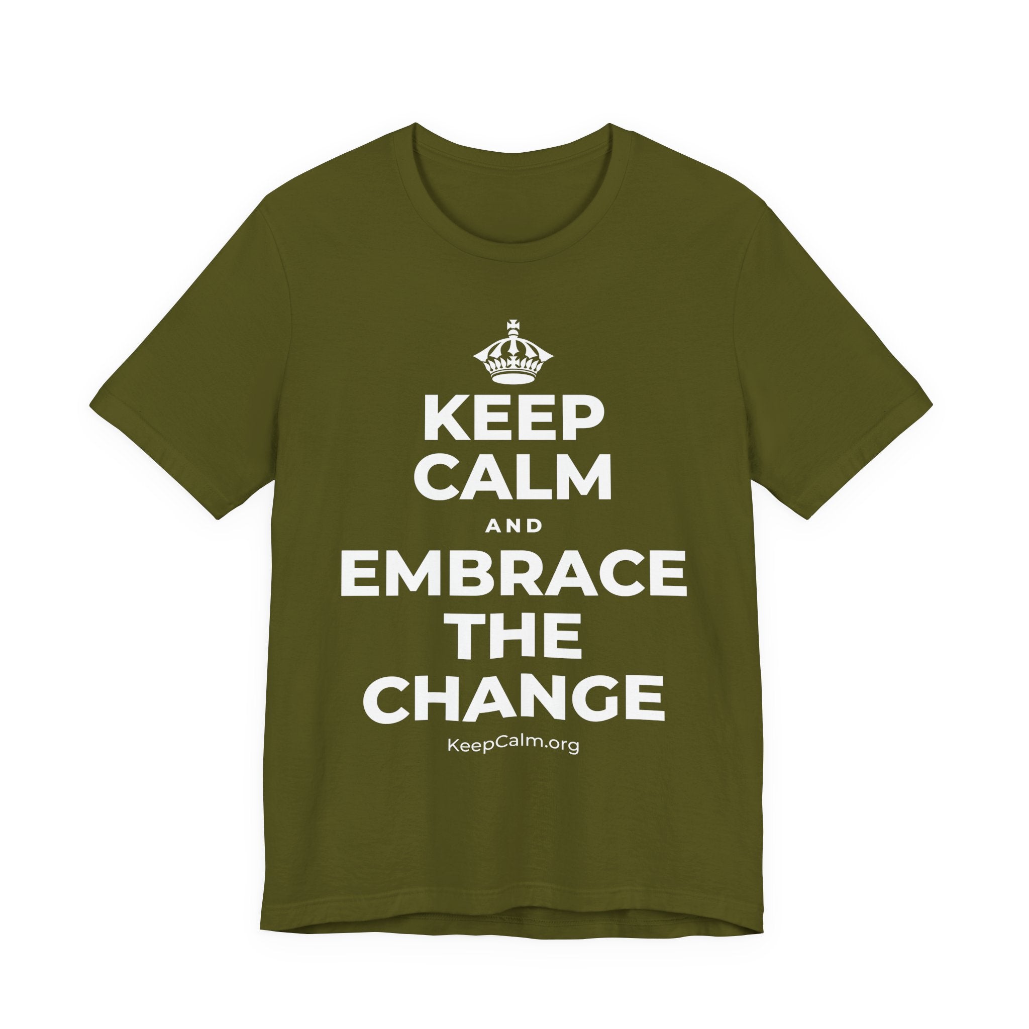 KEEP CALM AND EMBRACE THE CHANGE T-Shirt (Baby Blue–Silver)