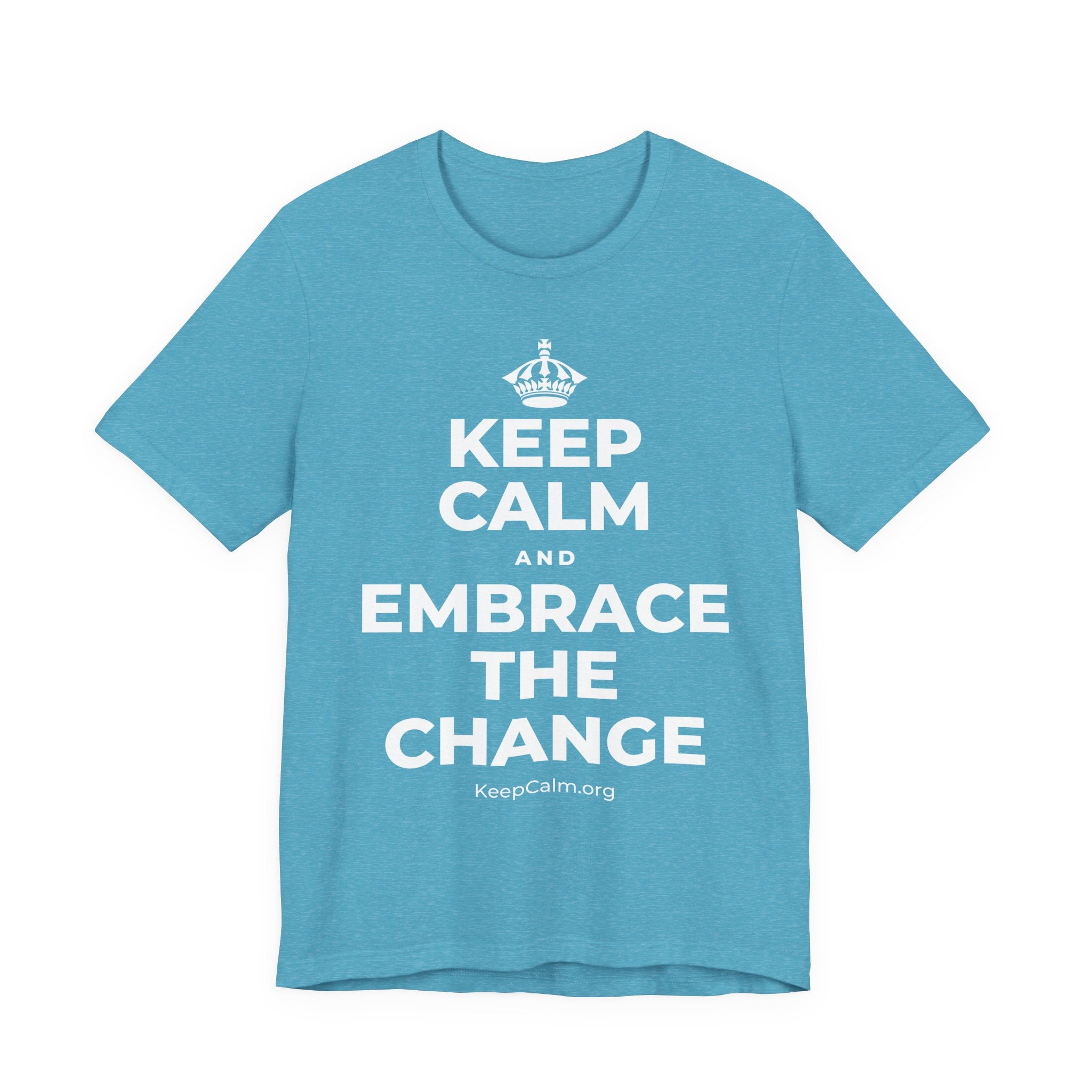 KEEP CALM AND EMBRACE THE CHANGE T-Shirt (Soft Cream–Heather Mauve)