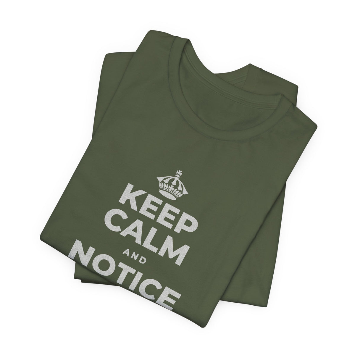 KEEP CALM AND NOTICE YOU'RE SAFE RIGHT NOW T-Shirt (Military Green–Autumn)
