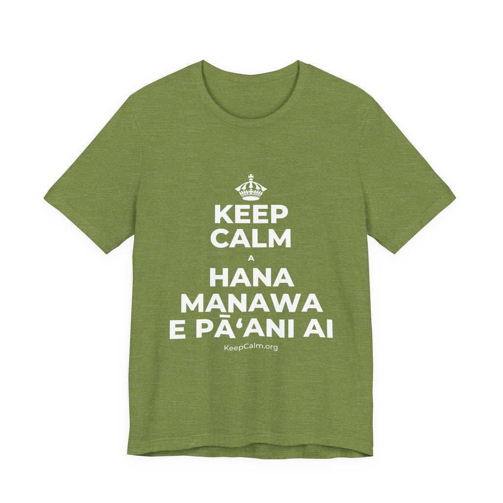 KEEP CALM A HANA MANAWA E PĀʻANI AI T-Shirt (Baby Blue–Silver)