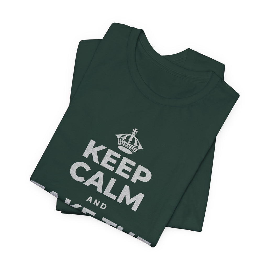 KEEP CALM AND TAKE THE FIRST STEP T-Shirt (White–Asphalt)