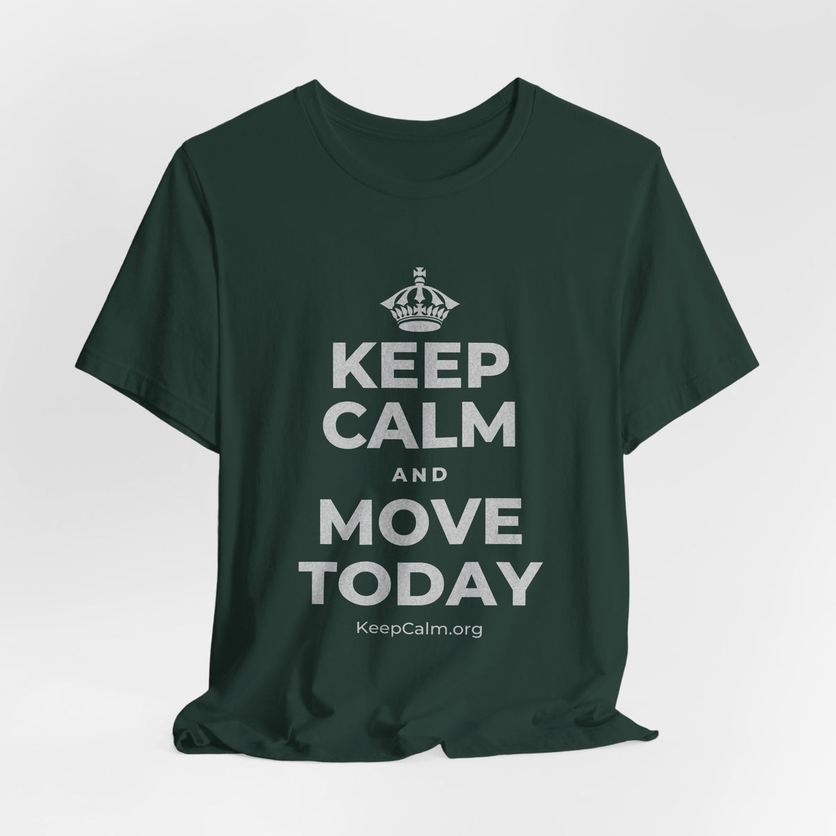 KEEP CALM AND MOVE TODAY T-Shirt (White–Asphalt)