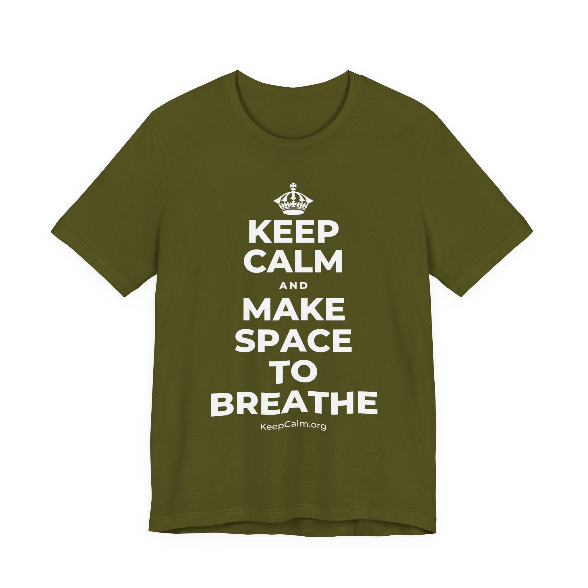 KEEP CALM AND MAKE SPACE TO BREATHE T-Shirt (Baby Blue–Silver)