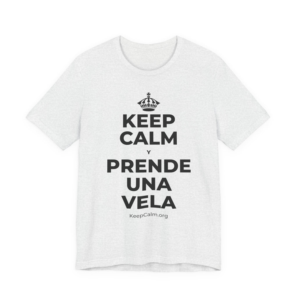 KEEP CALM Y PRENDE UNA VELA T-Shirt (Soft Cream–Heather Mauve)