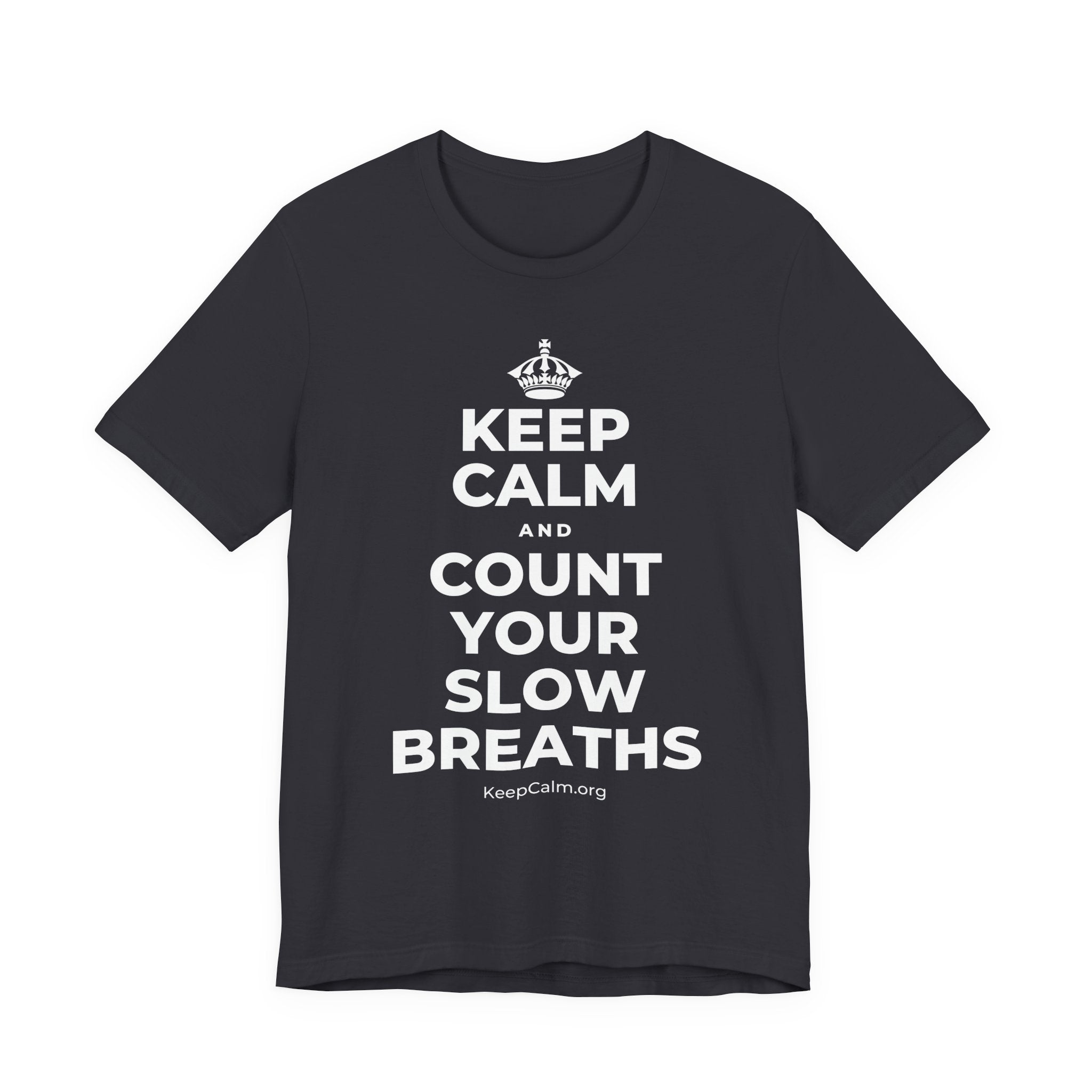 KEEP CALM AND COUNT YOUR SLOW BREATHS T-Shirt (Baby Blue–Silver)