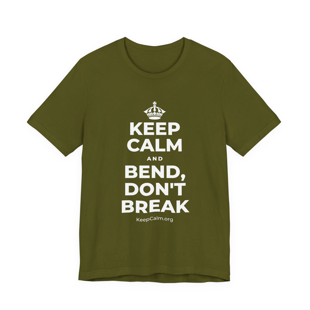 KEEP CALM AND BEND, DON'T BREAK T-Shirt (Baby Blue–Silver)