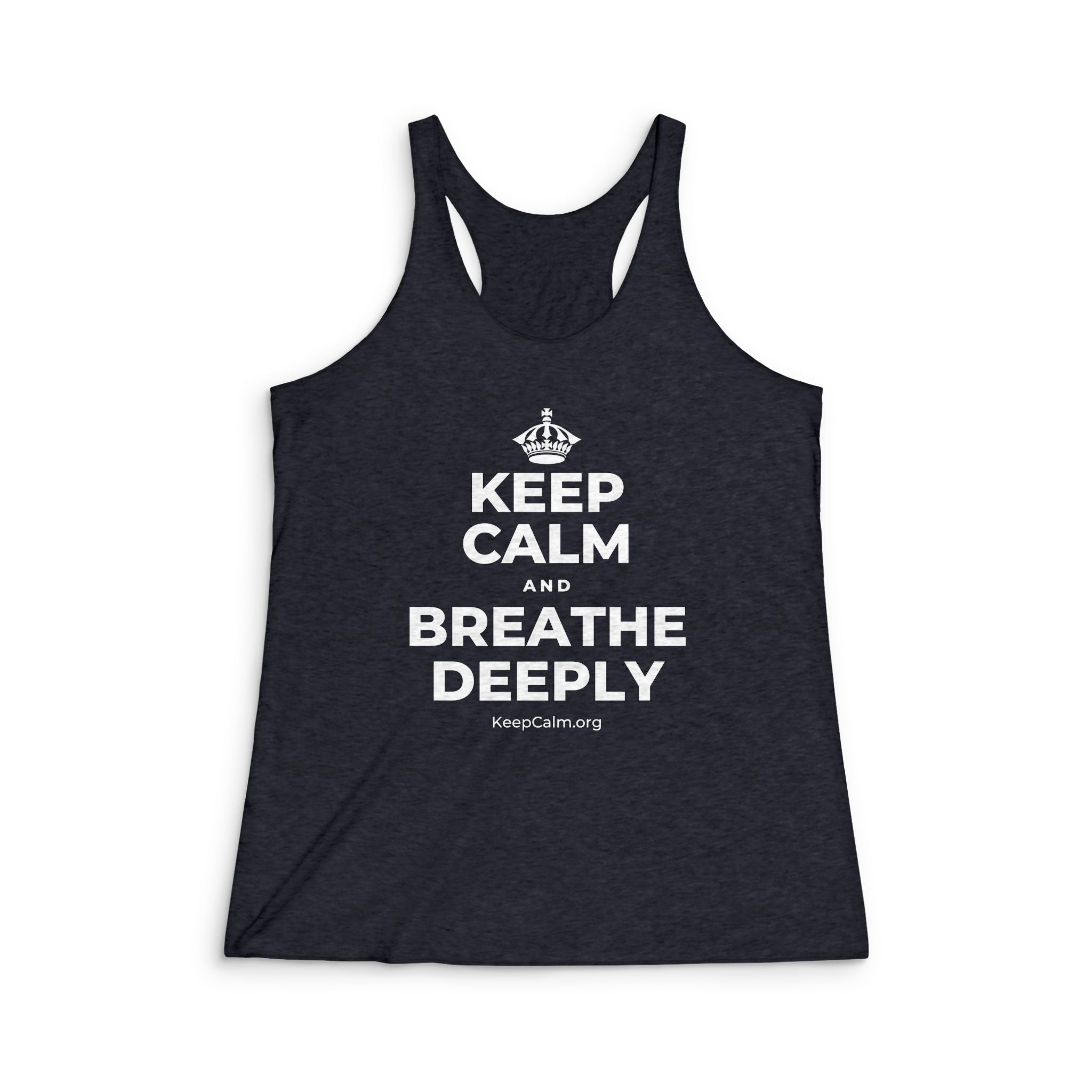 KEEP CALM AND BREATHE DEEPLY Women's Racerback Tank