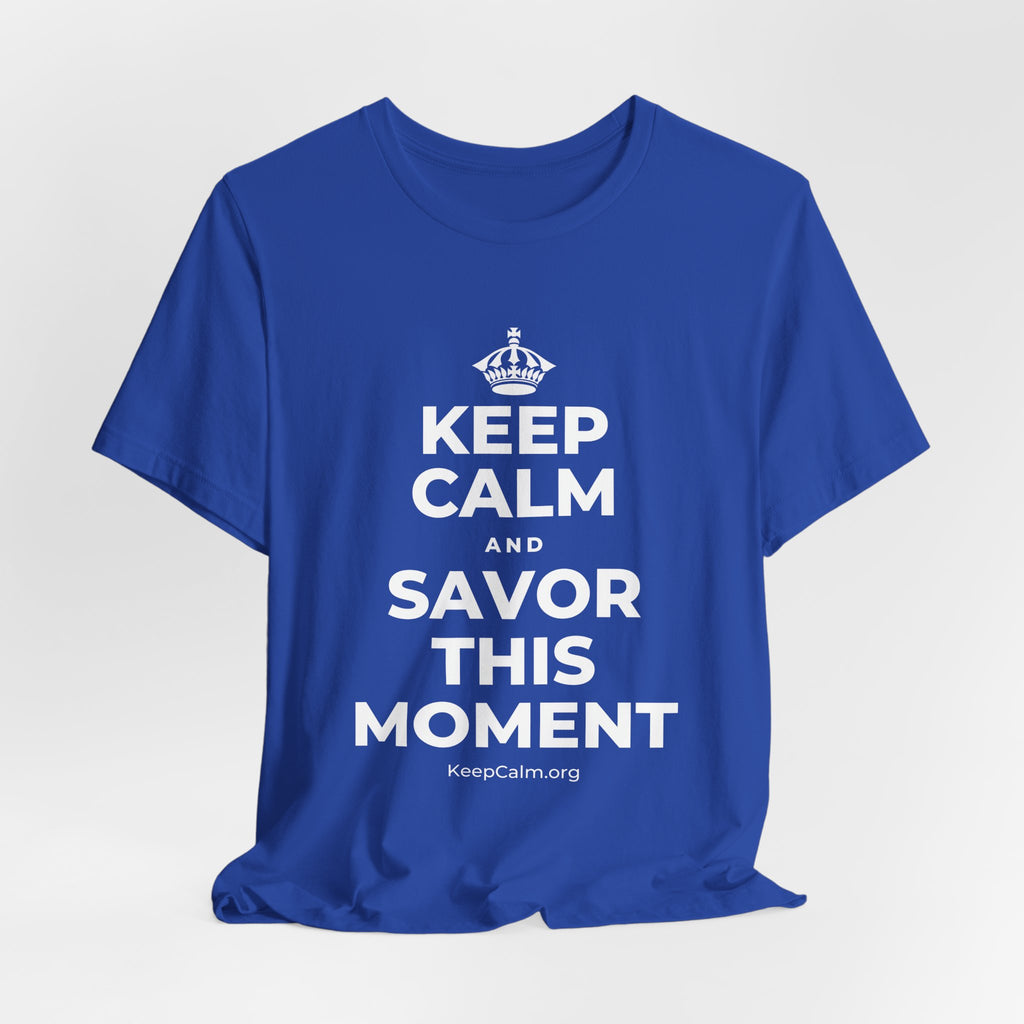 KEEP CALM AND SAVOR THIS MOMENT T-Shirt (Soft Cream–Heather Mauve)
