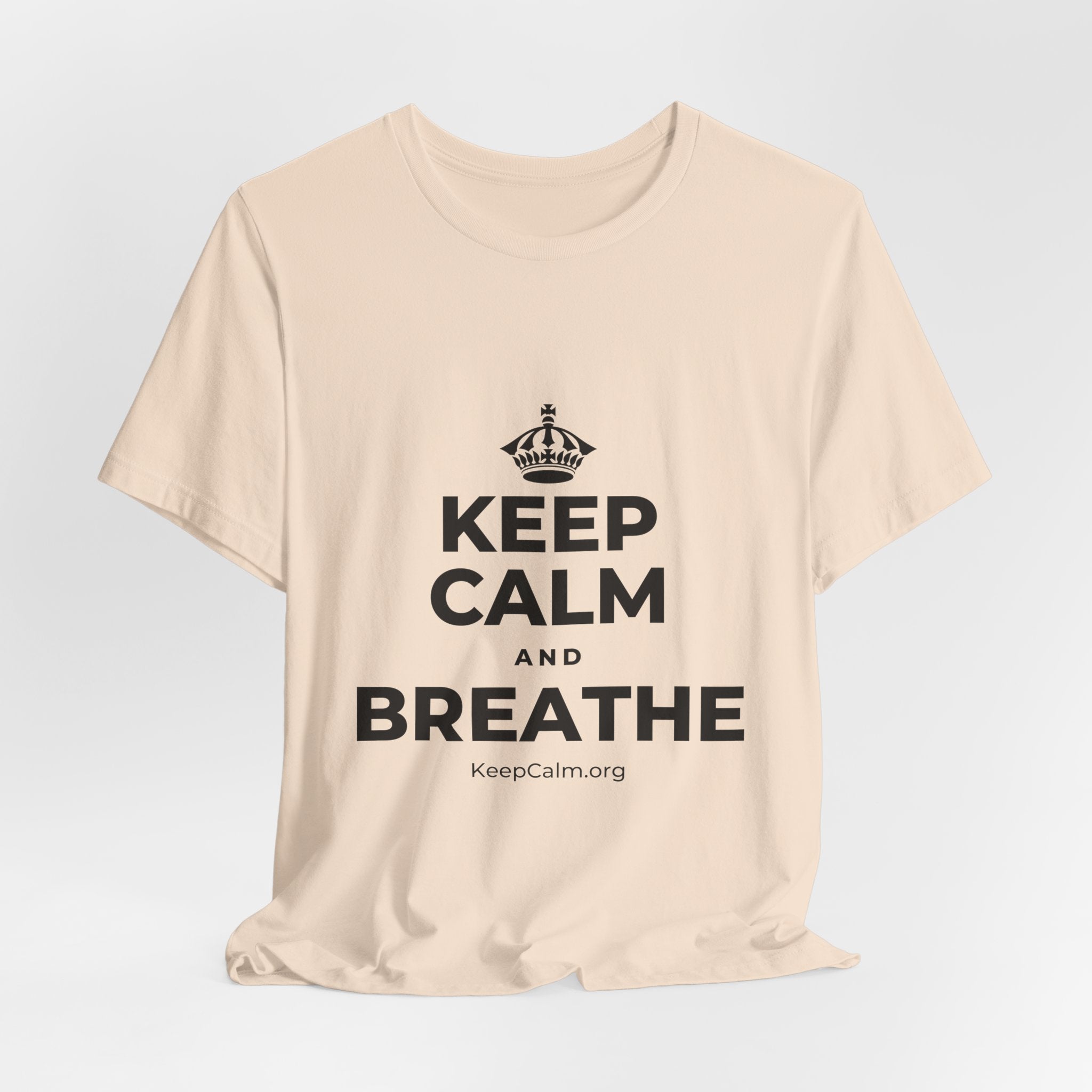 KEEP CALM AND BREATHE T-Shirt (Soft Cream–Heather Mauve)
