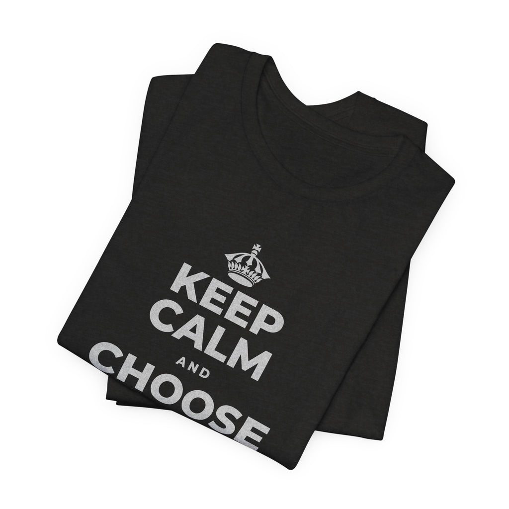 KEEP CALM AND CHOOSE PRESENCE OVER PRESENTS T-Shirt (Soft Cream–Heather Mauve)