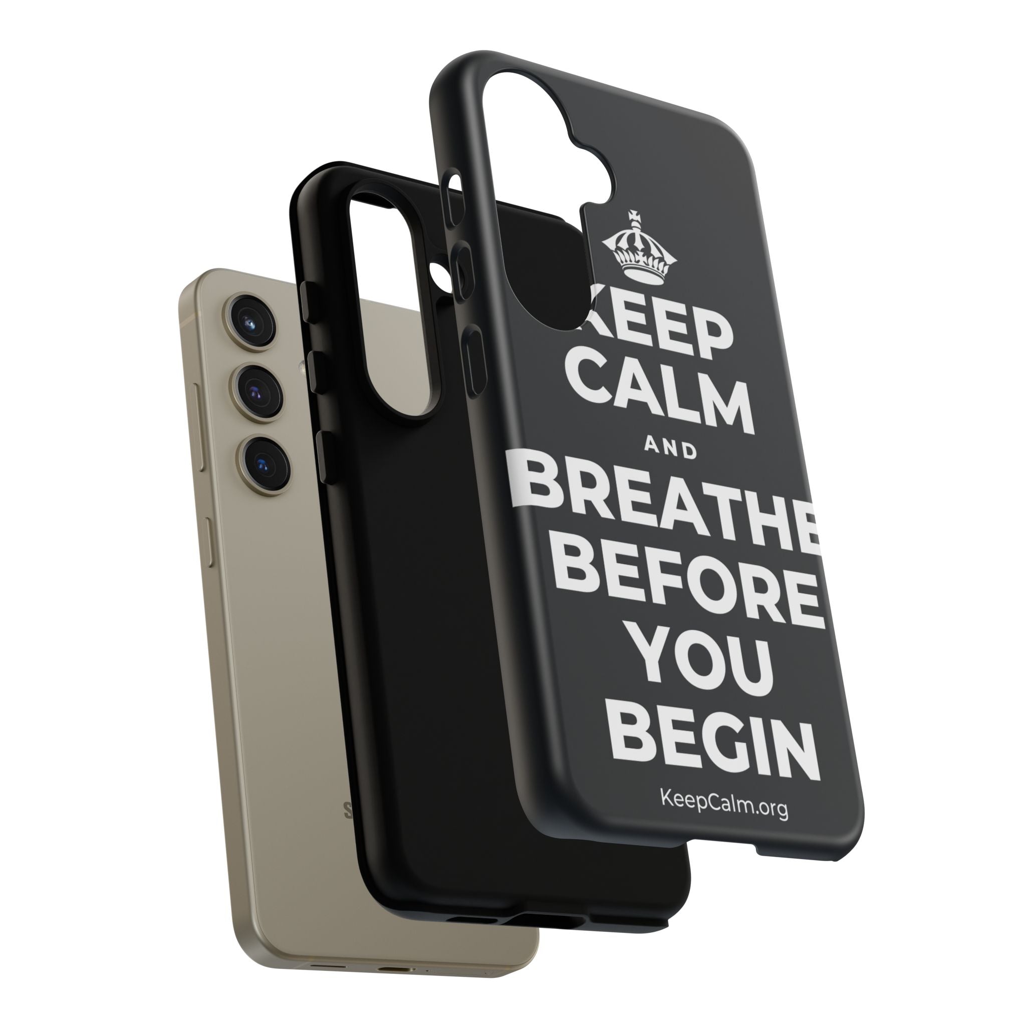 KEEP CALM AND BREATHE BEFORE YOU BEGIN Phone Case (Dark)