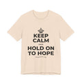 KEEP CALM AND HOLD ON TO HOPE T-Shirt (Soft Cream–Heather Mauve)
