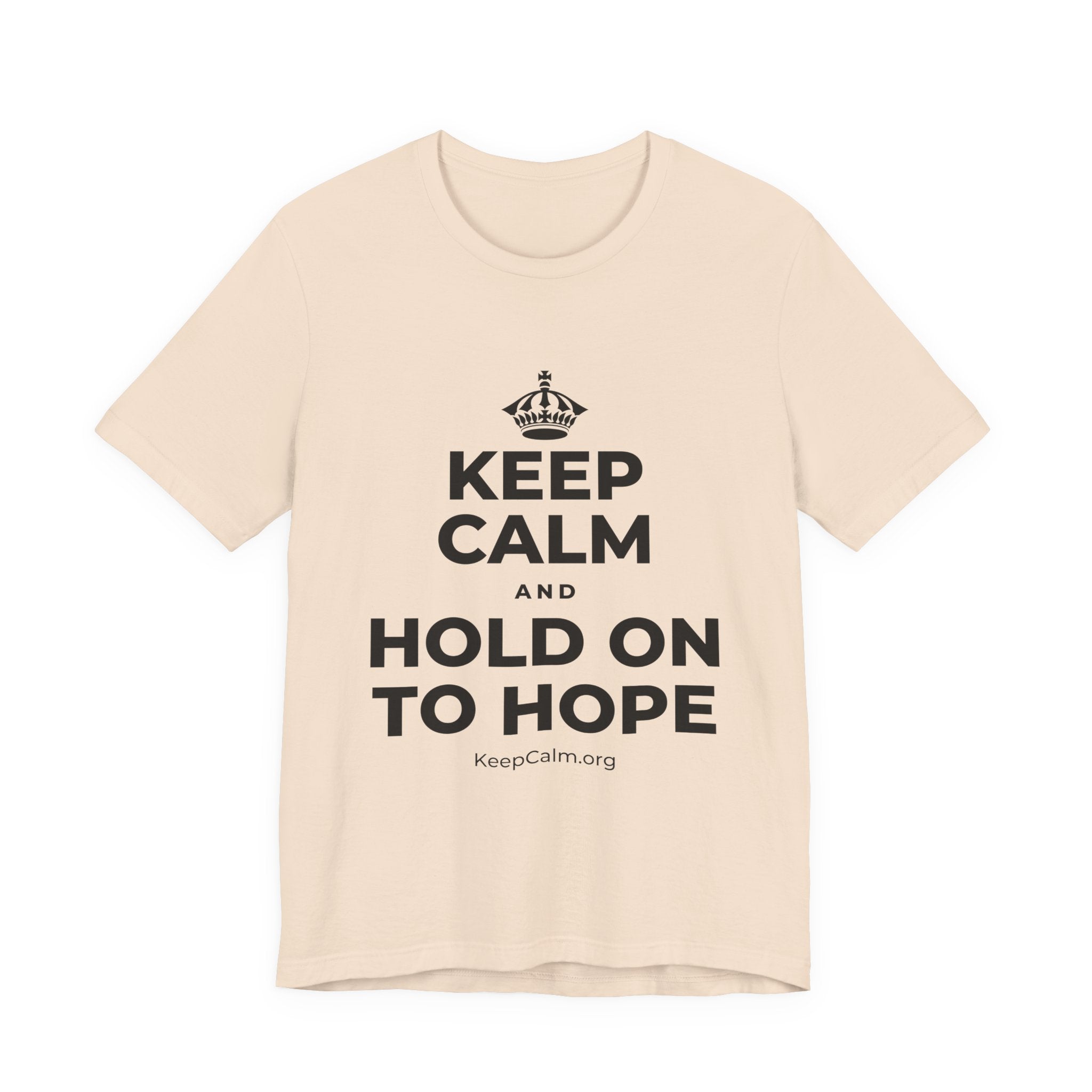 KEEP CALM AND HOLD ON TO HOPE T-Shirt (Soft Cream–Heather Mauve)