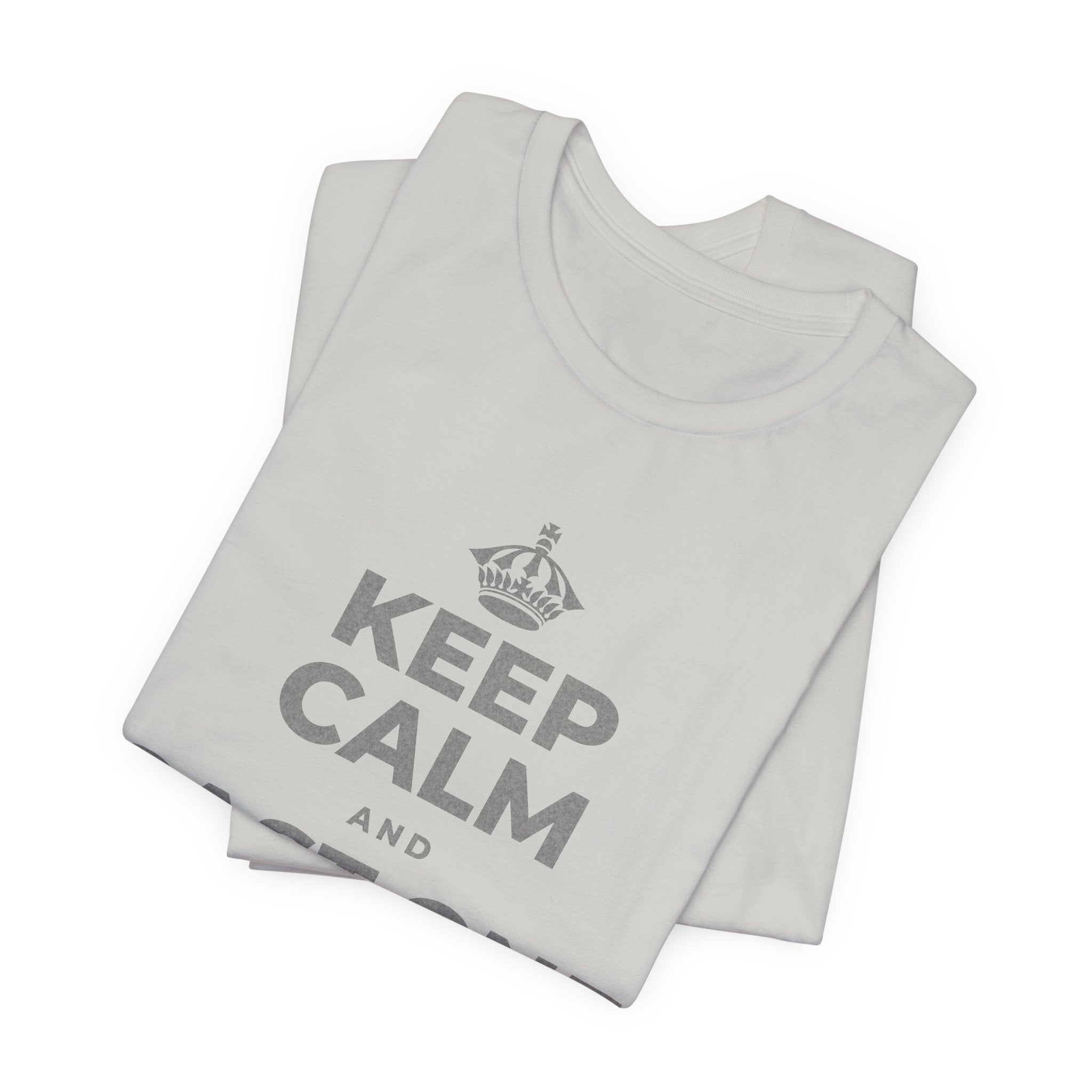KEEP CALM AND CAST ONE VOTE T-Shirt (Baby Blue–Silver)
