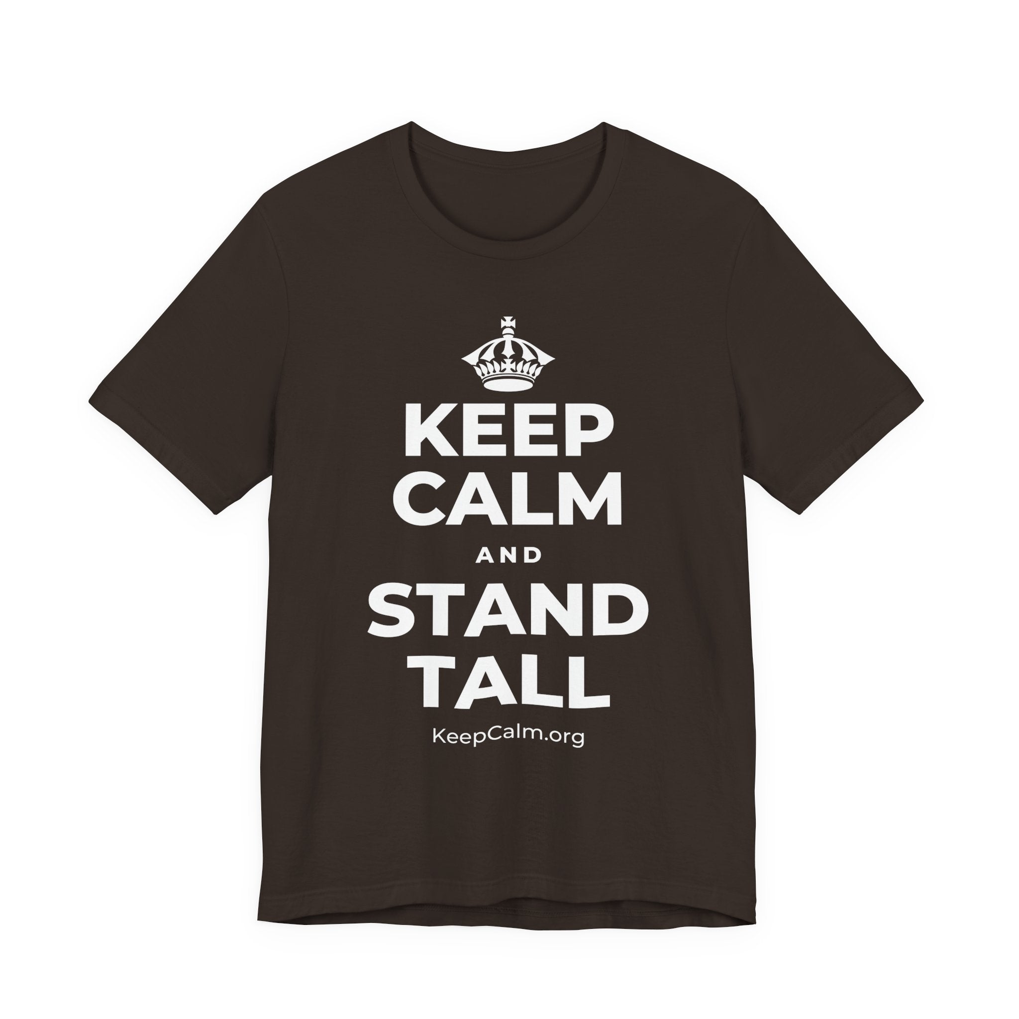 KEEP CALM AND STAND TALL T-Shirt (Soft Cream–Heather Mauve)