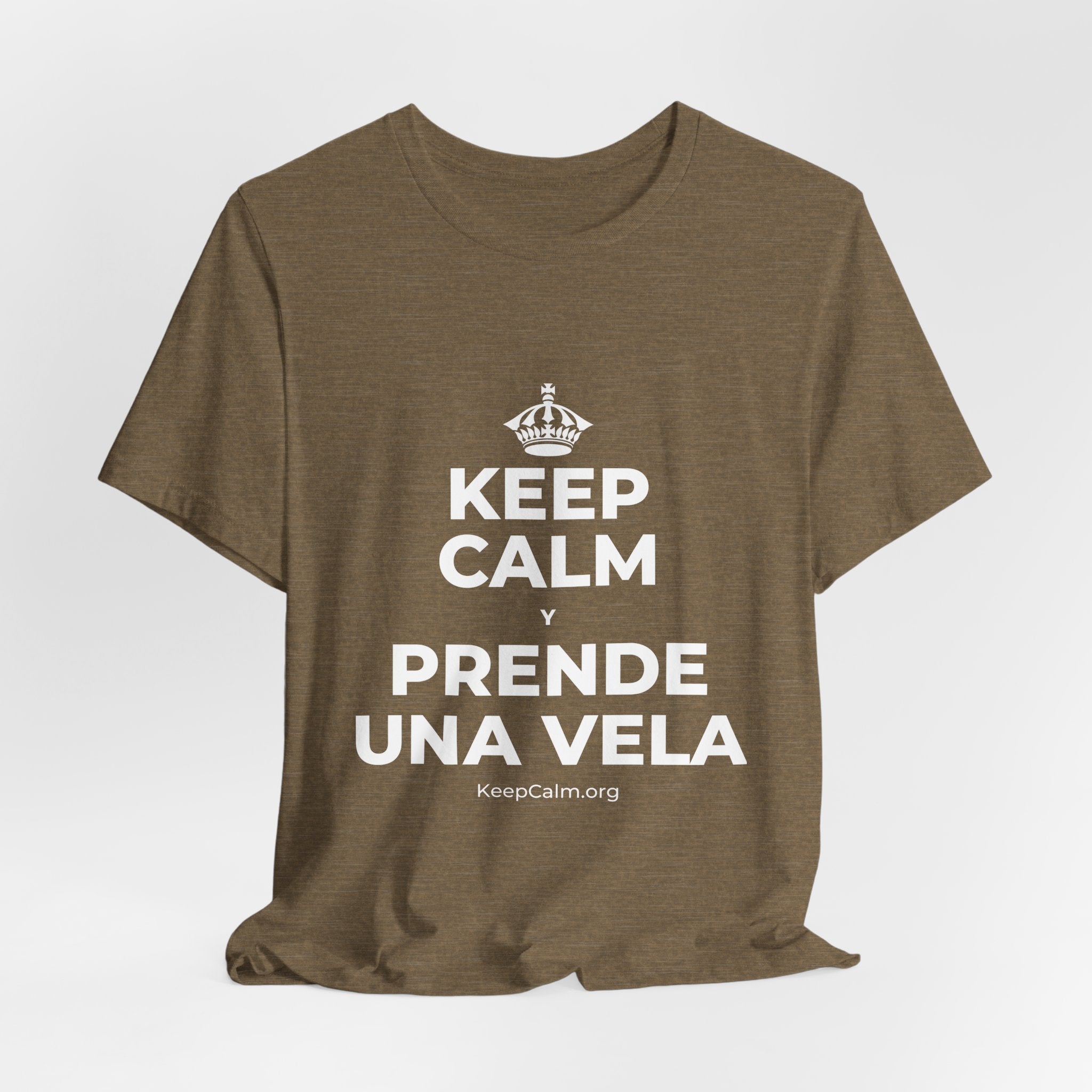 KEEP CALM Y PRENDE UNA VELA T-Shirt (Soft Cream–Heather Mauve)